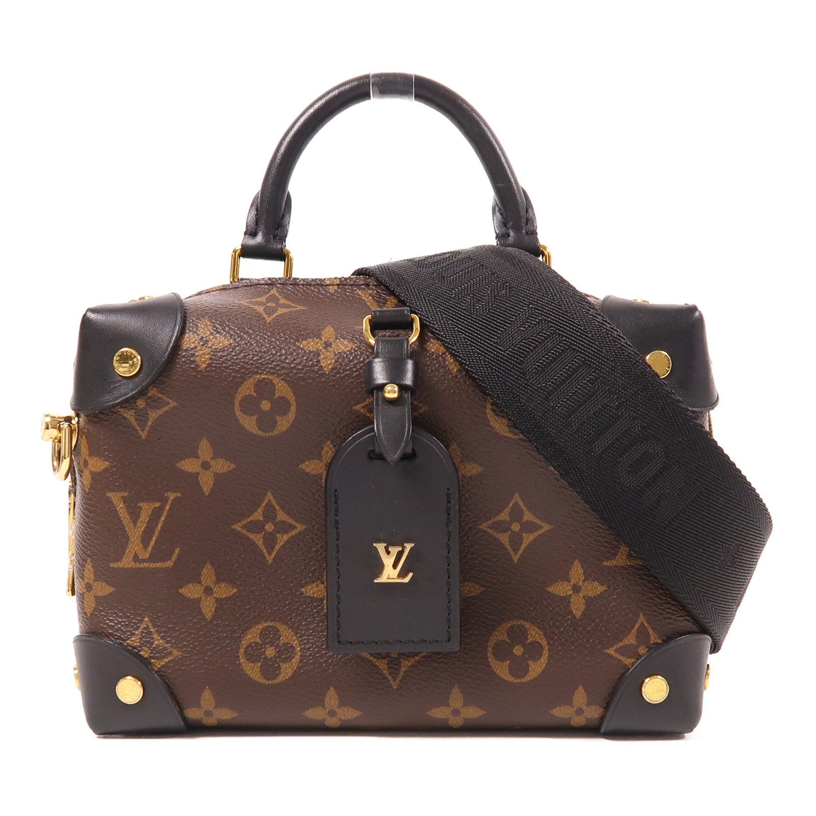LOUIS VUITTON Monogram Petite Malle Souple金扣手挽肩背兩用袋棕色