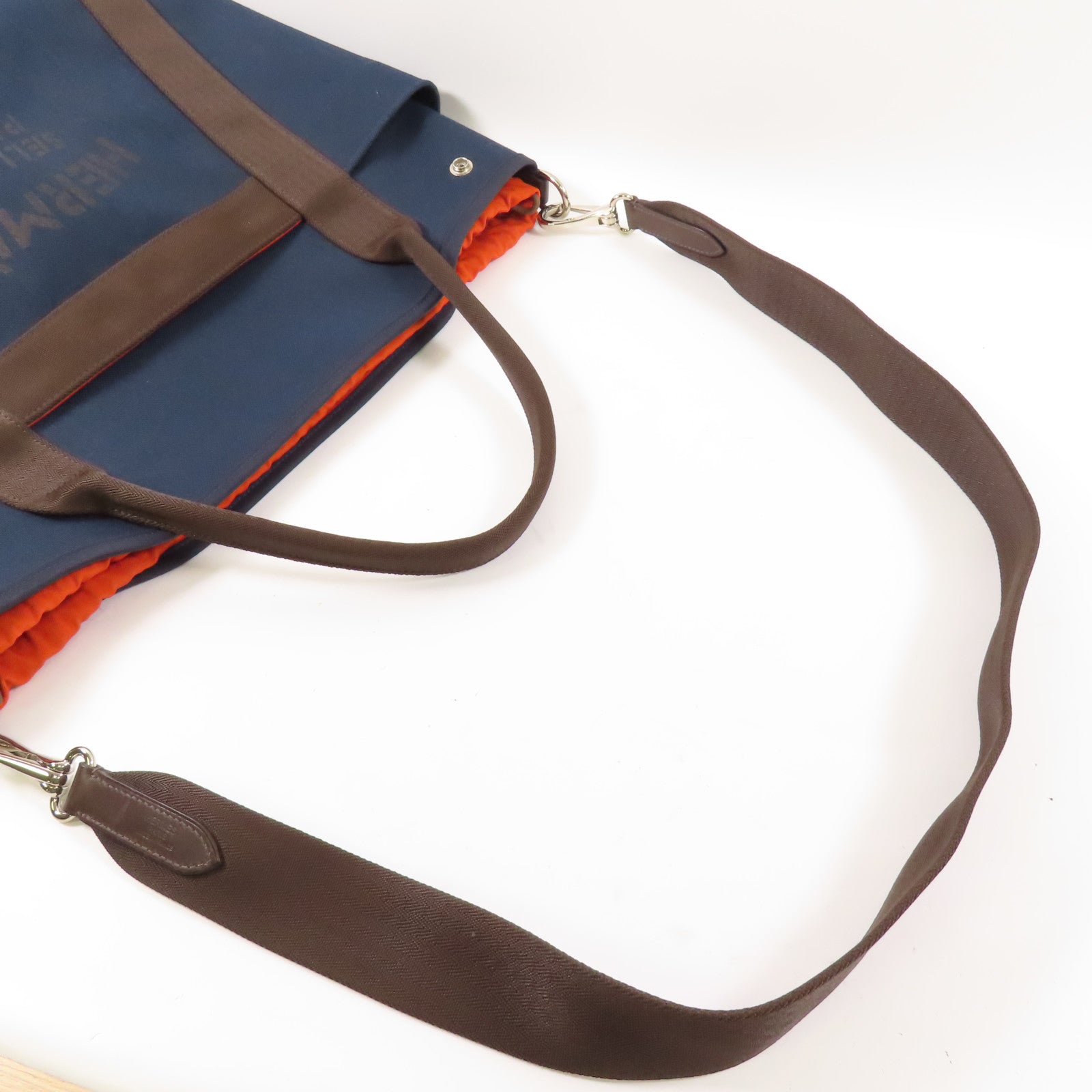 HERMES 【激減優惠】帆布Pansage Groom手挽肩背兩用袋Blue Navy/Feu