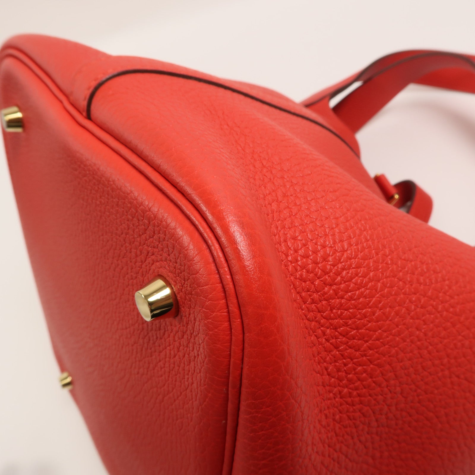 HERMES Clemence皮革Picotin MM手挽袋Vermillon