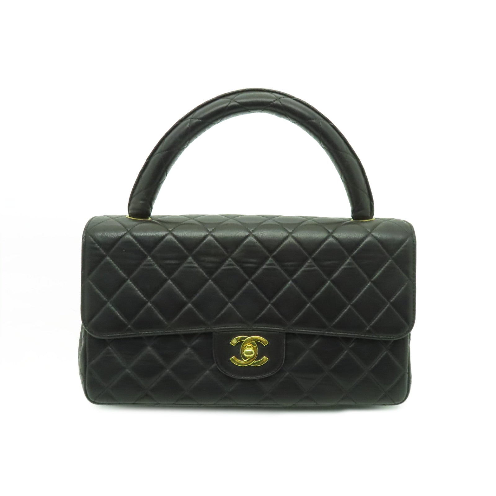 CHANEL **【清倉大減價】菱格羊皮皮革Handbag金扣手挽袋黒色