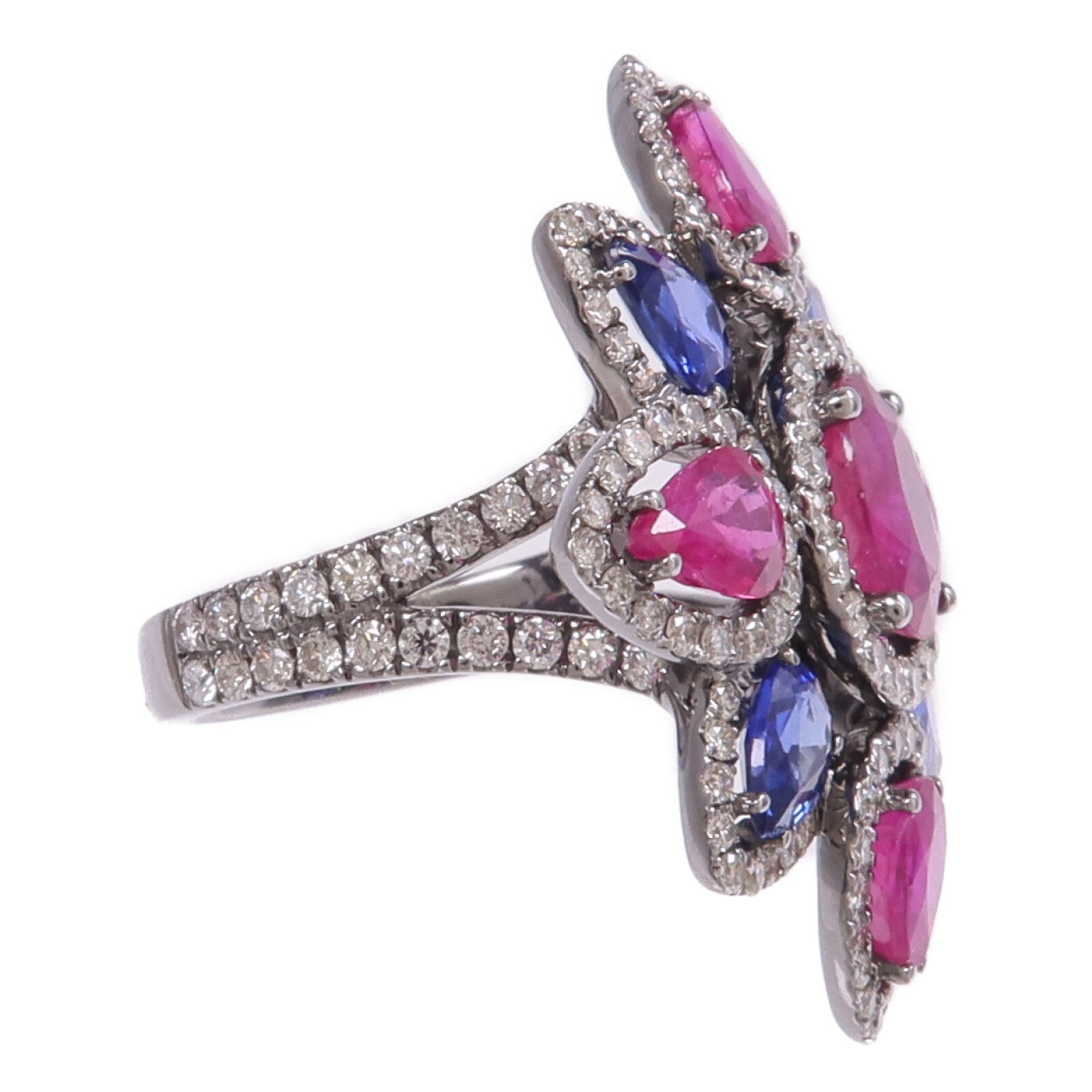 JEWELRY 18K白金Ruby Sapphire Diamond Ring紅寶石/藍寶石/鑽石戒指US#5.75