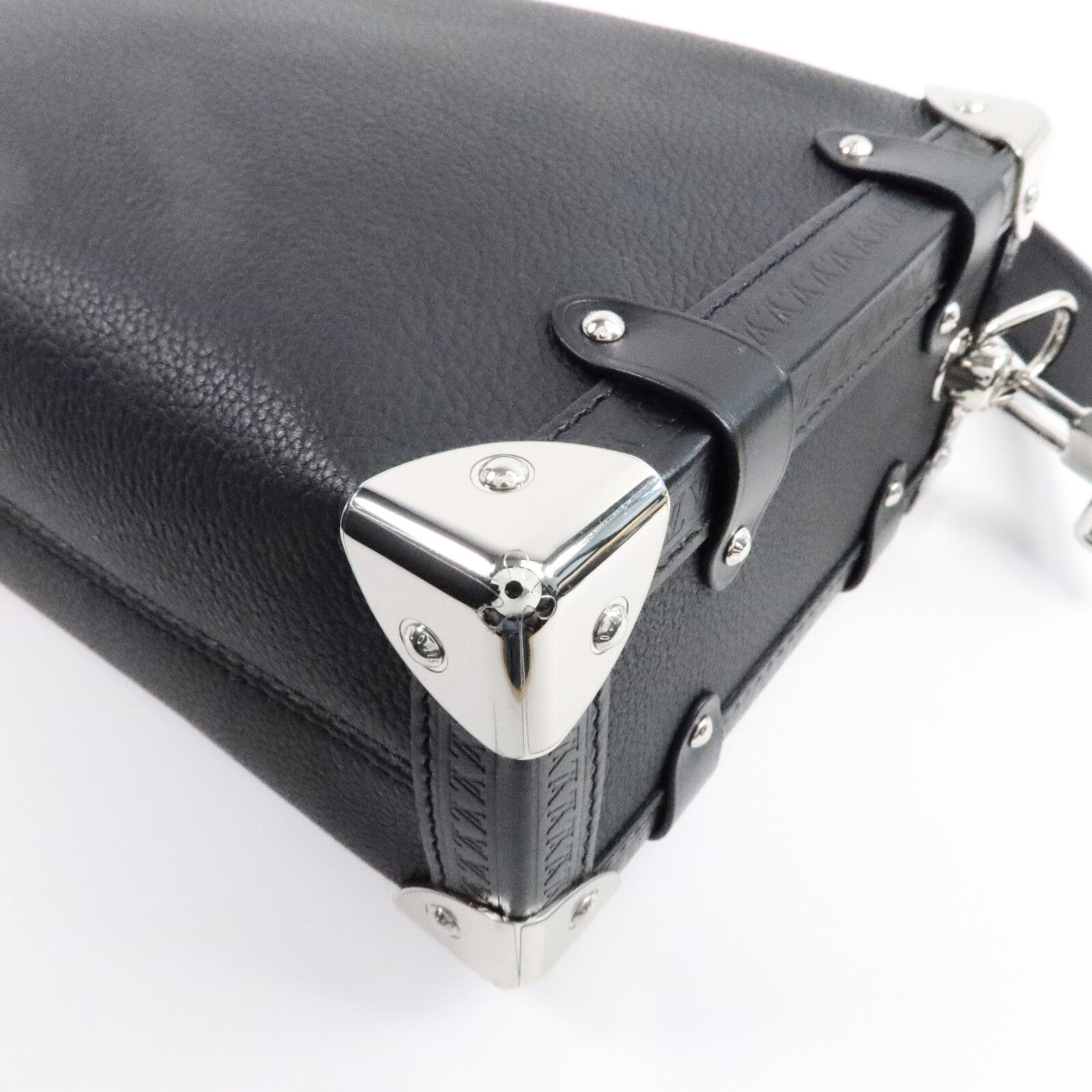 LOUIS VUITTON 牛皮皮革Side Trunk MM銀扣手挽肩背兩用袋