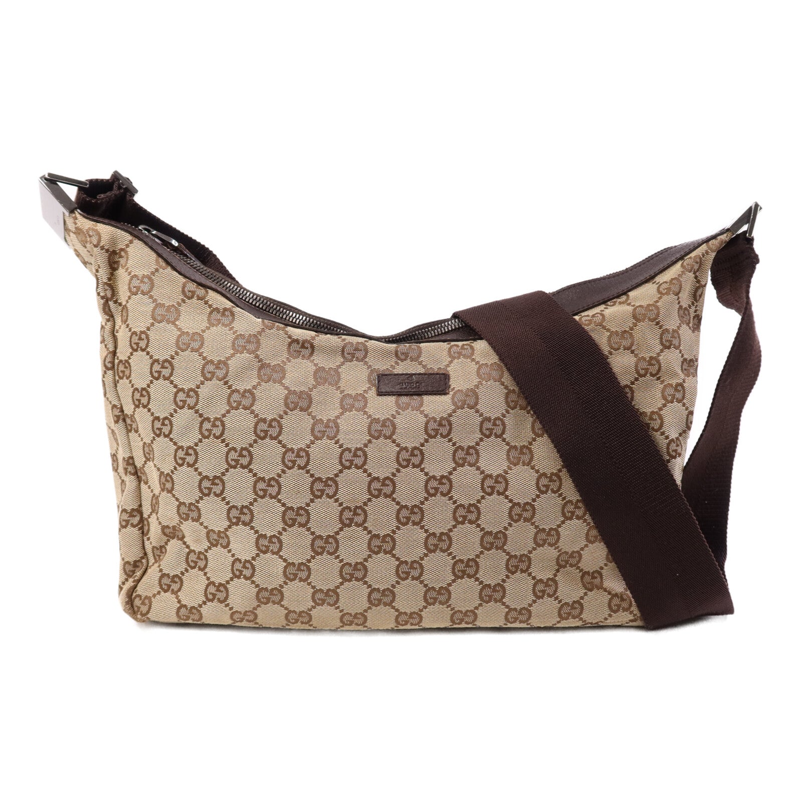 GUCCI 帆布GG Shoulder Bag銀扣肩背袋