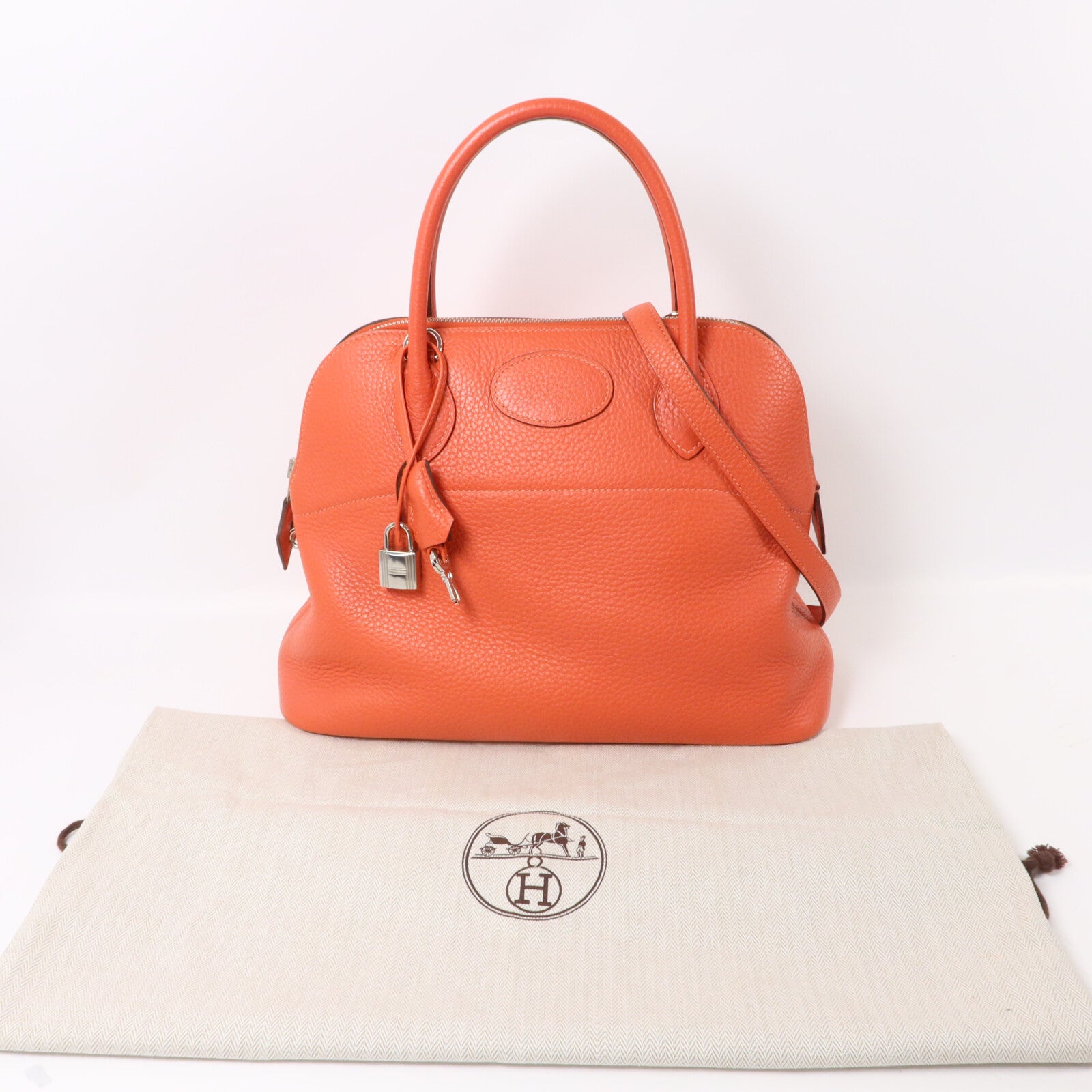 HERMES Clemence皮革Bolide 31手挽袋Rouge Pivoine