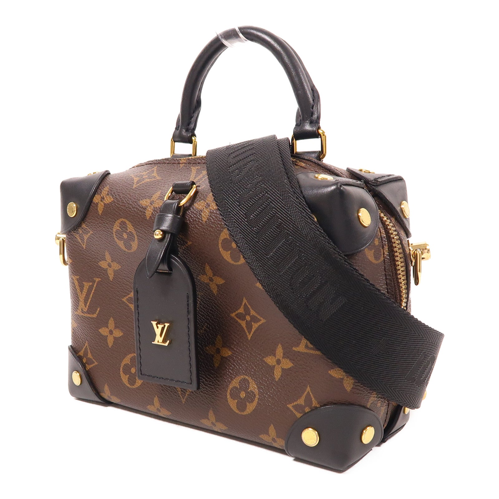 LOUIS VUITTON Monogram Petite Malle Souple金扣手挽肩背兩用袋棕色