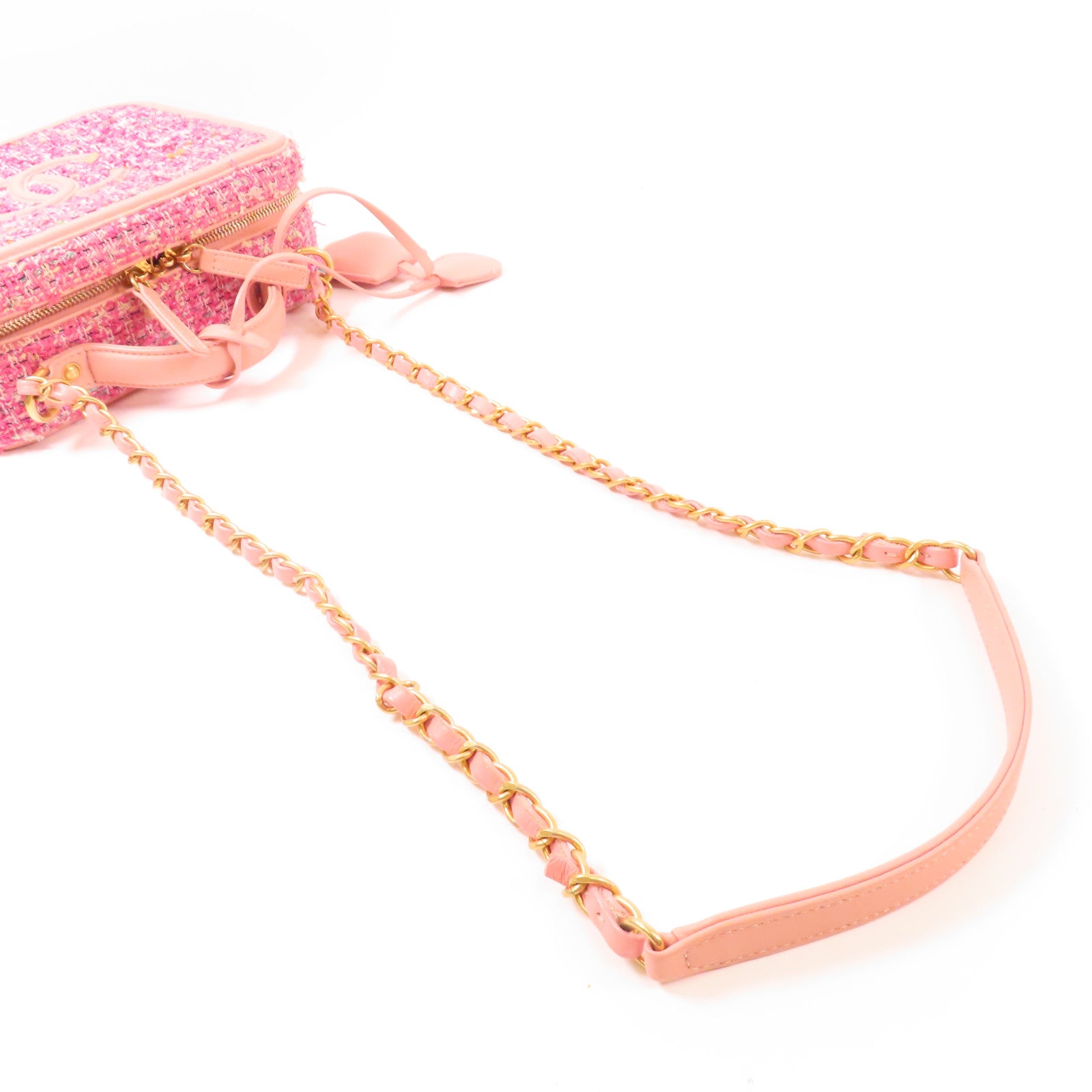 CHANEL Tweed Vanity Case金扣手挽肩背兩用袋