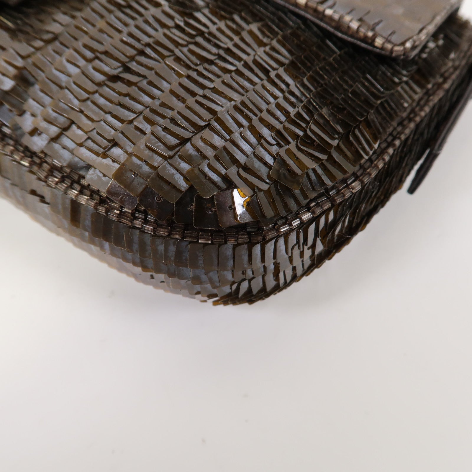 FENDI 珠片Baguette金扣肩背袋啡色