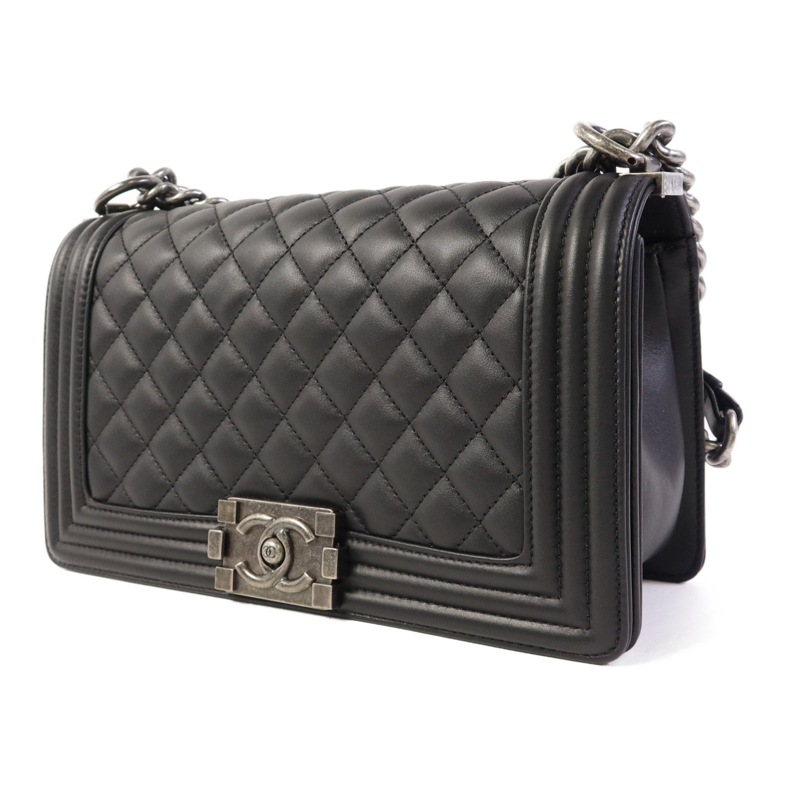 CHANEL 牛皮皮革Boy 25鏈帶肩背袋