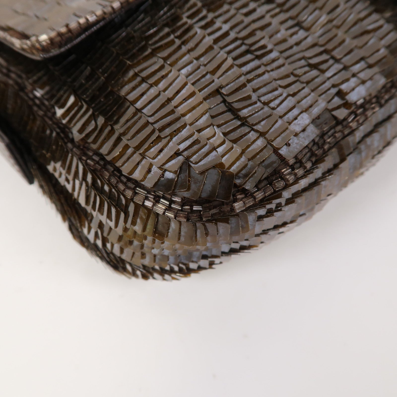 FENDI 珠片Baguette金扣肩背袋啡色
