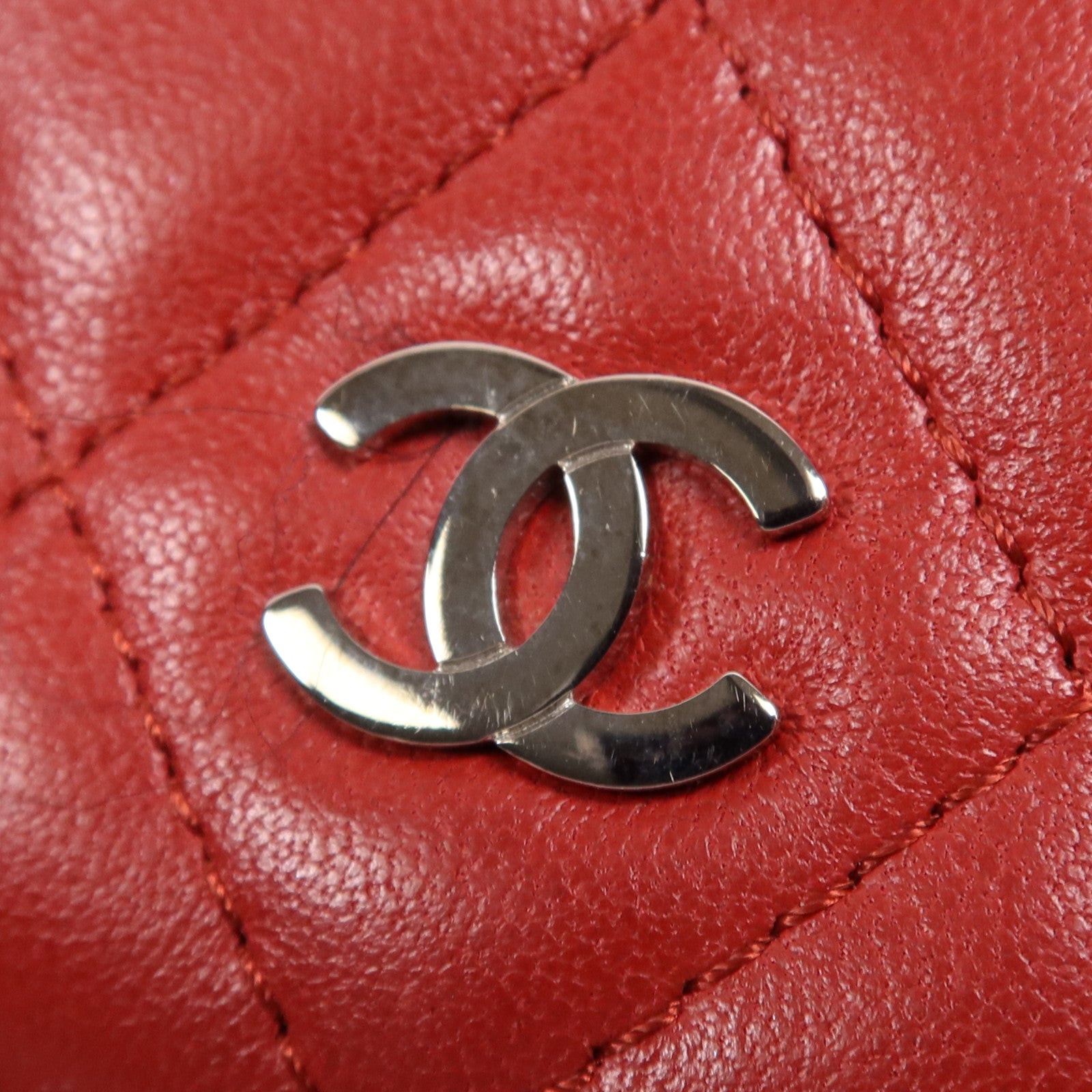 CHANEL 羊皮皮革Long Wallet銀扣長錢包