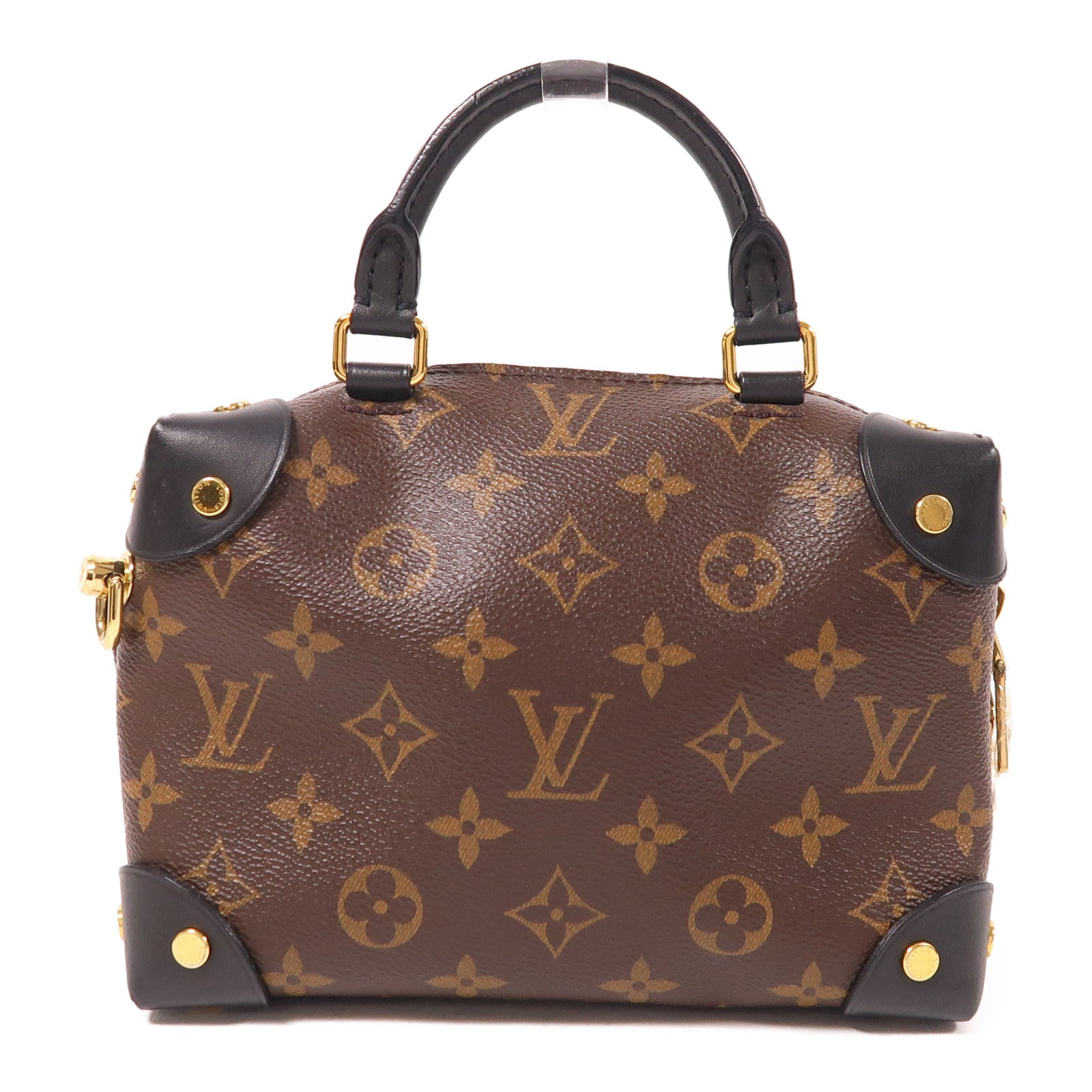 LOUIS VUITTON Monogram Petite Malle Souple金扣手挽肩背兩用袋棕色