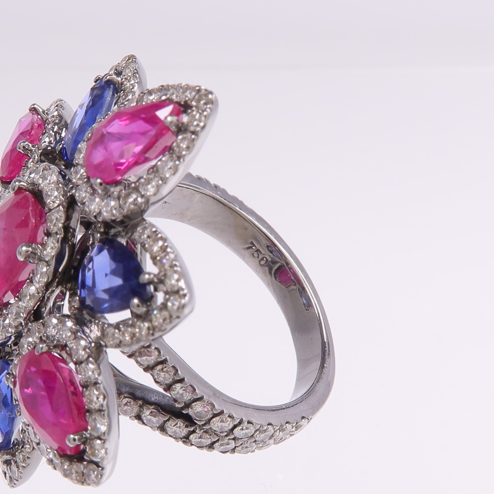 JEWELRY 18K白金Ruby Sapphire Diamond Ring紅寶石/藍寶石/鑽石戒指US#5.75