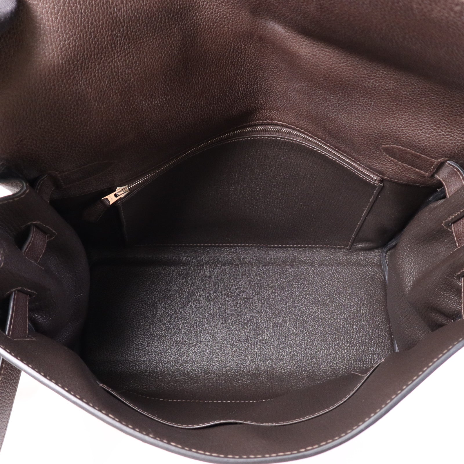 HERMES Barenia皮革Kelly Messenger GM銀扣肩背袋Rouge H