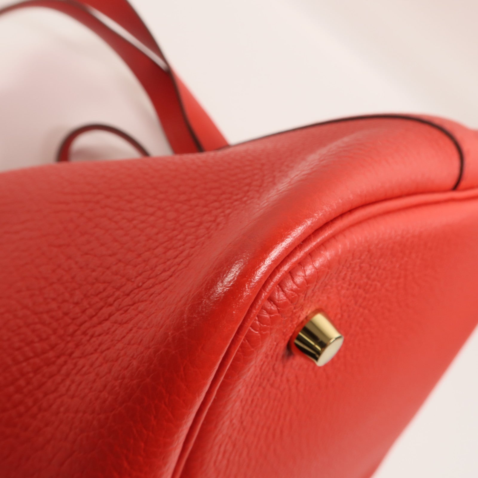 HERMES Clemence皮革Picotin MM手挽袋Vermillon