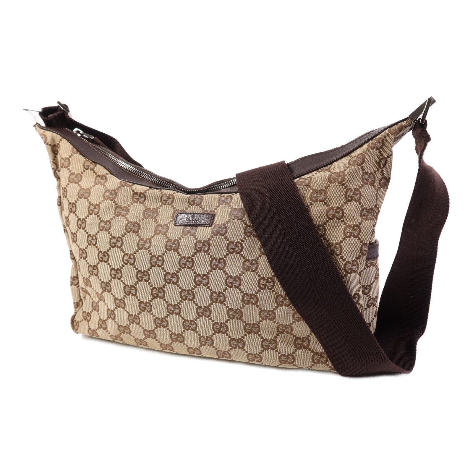 GUCCI 帆布GG Shoulder Bag銀扣肩背袋