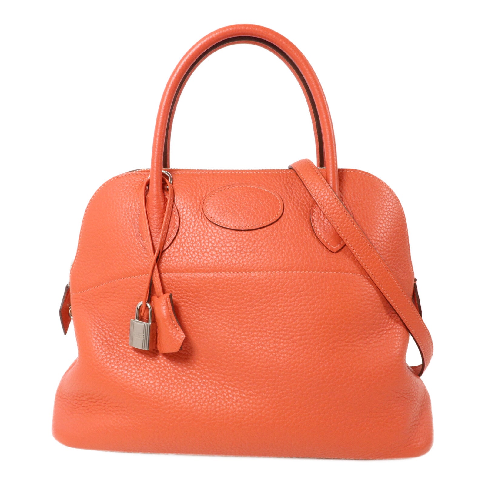 HERMES Clemence皮革Bolide 31手挽袋Rouge Pivoine