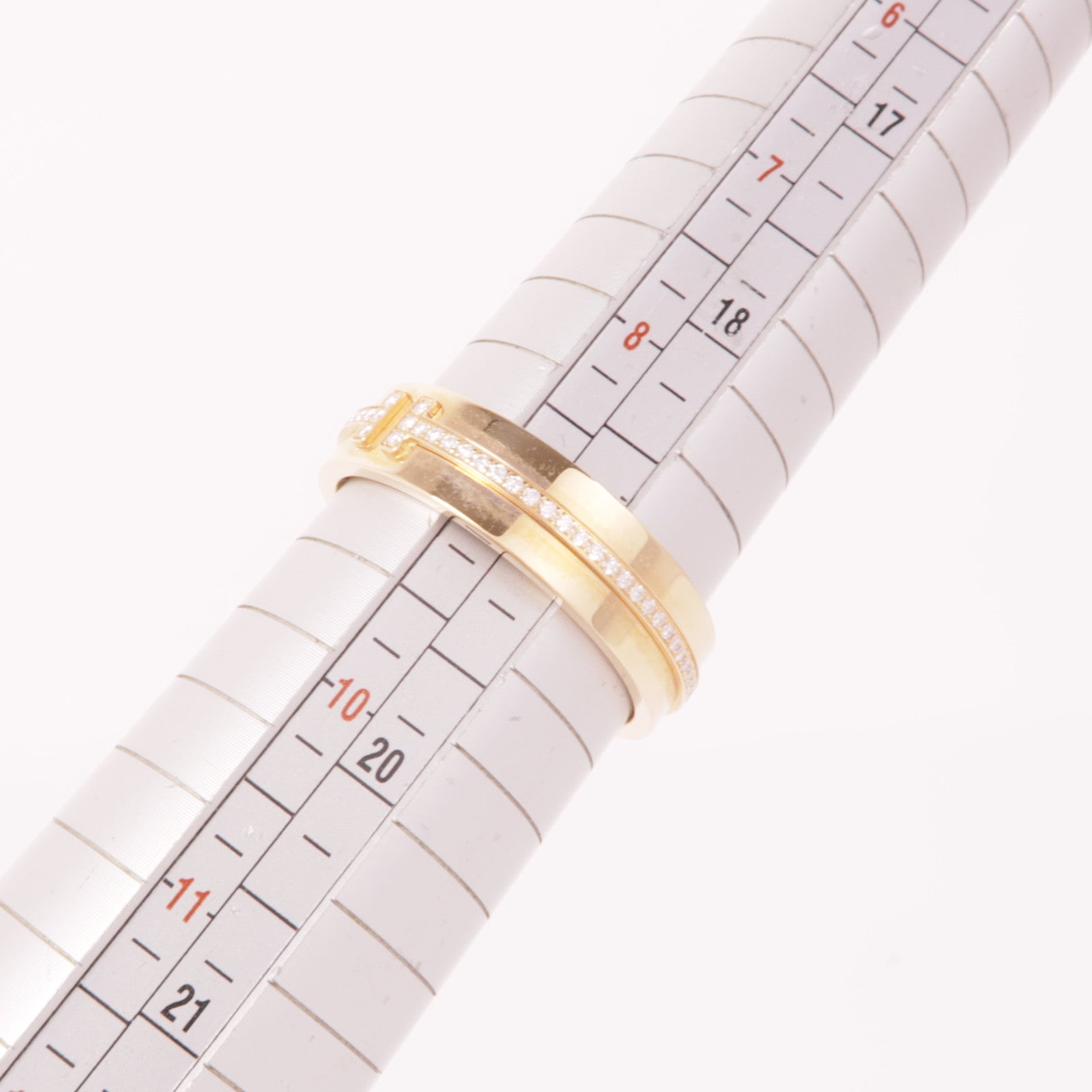 TIFFANY＆CO 18K玫瑰金T Narrow Diamond Ring鑽石戒指US#8.75