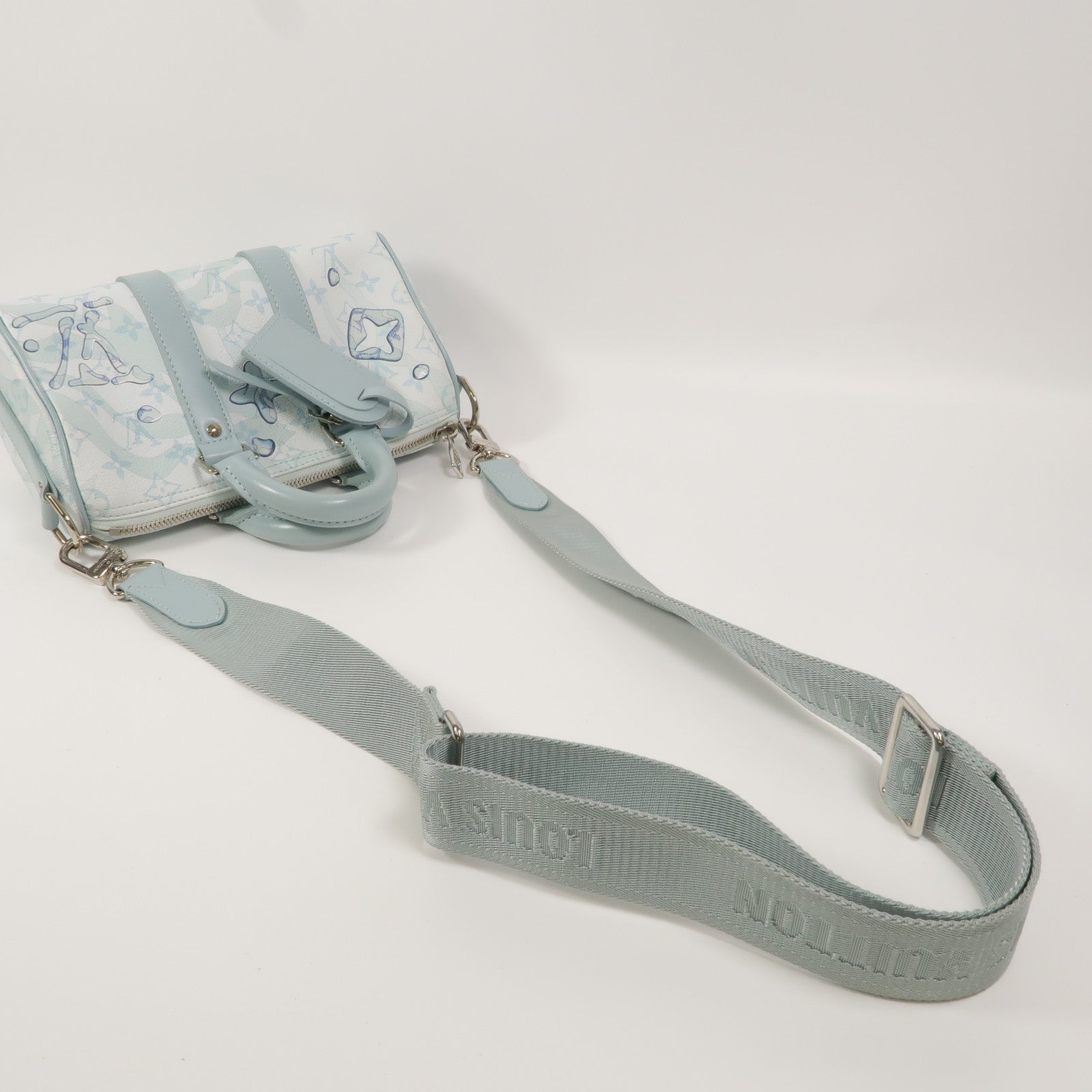 LOUIS VUITTON Monogram Aqua Garden Keepall Bandouliere 25手挽肩背兩用袋
