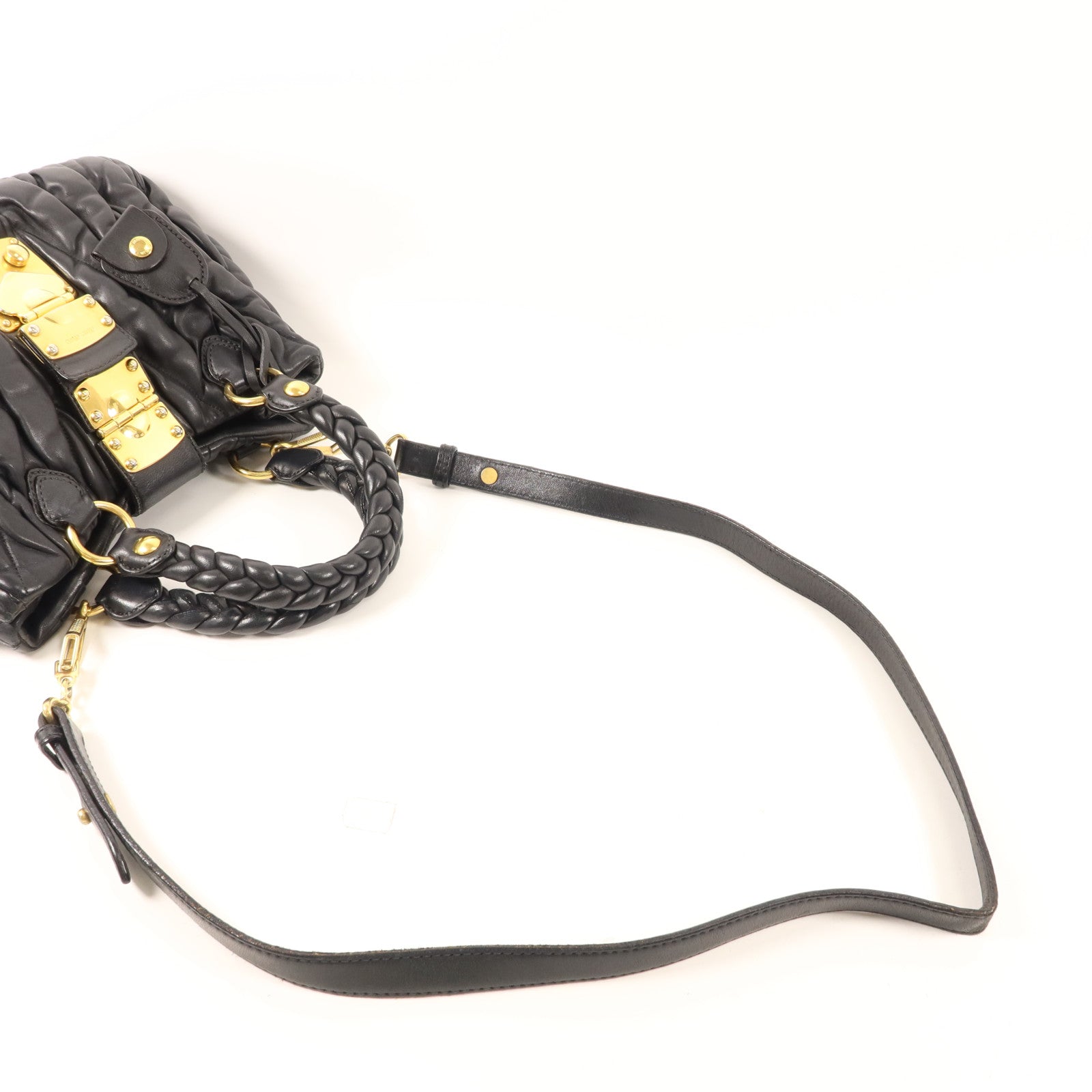 Miu Miu 牛皮皮革2 Way Shoulder Bag金扣手挽肩背兩用袋