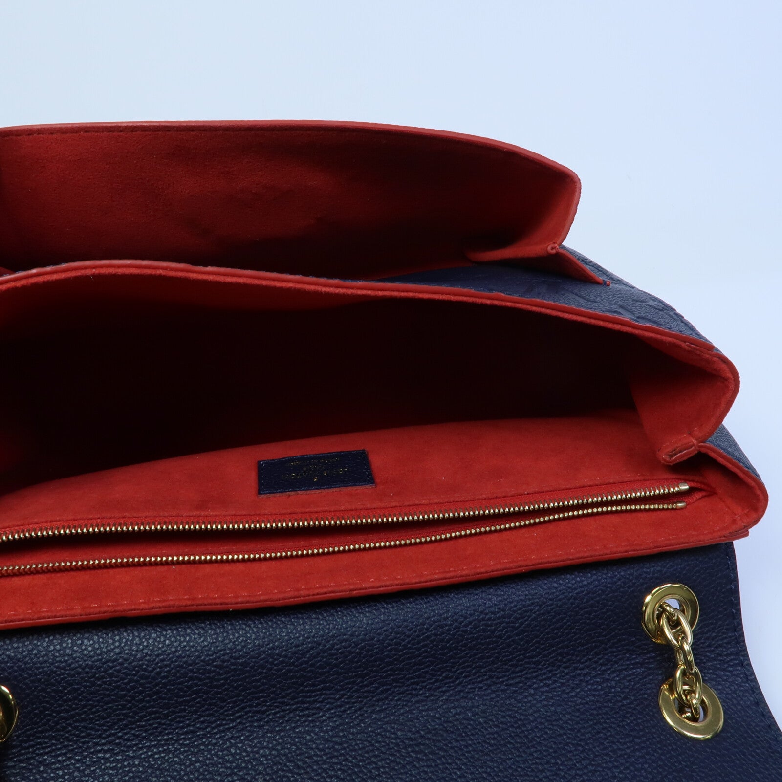 LOUIS VUITTON Monogram Empreinte Vavin PM鏈帶肩背袋深藍色
