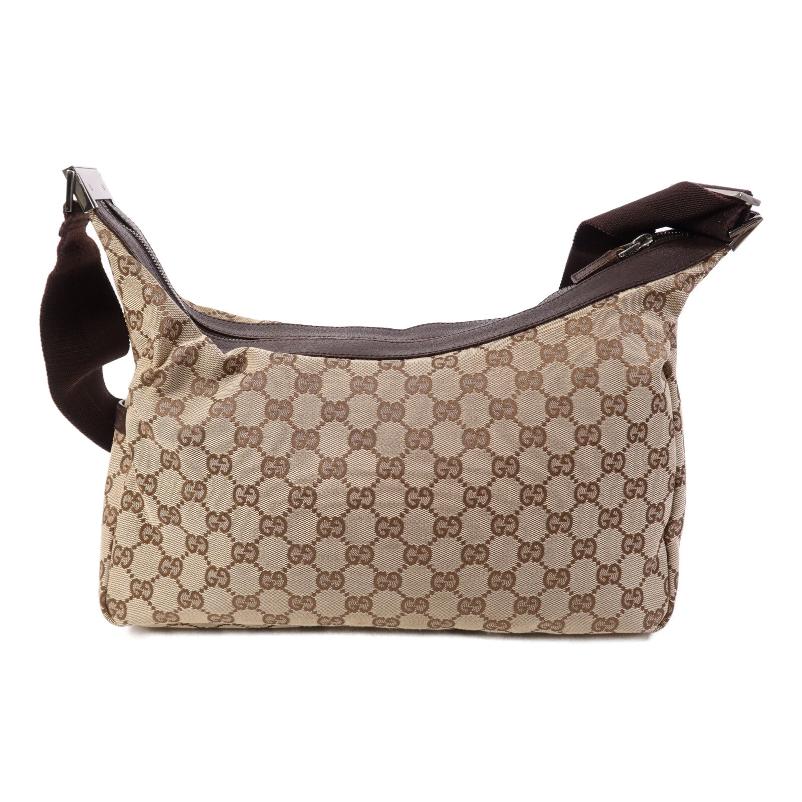 GUCCI 帆布GG Shoulder Bag銀扣肩背袋