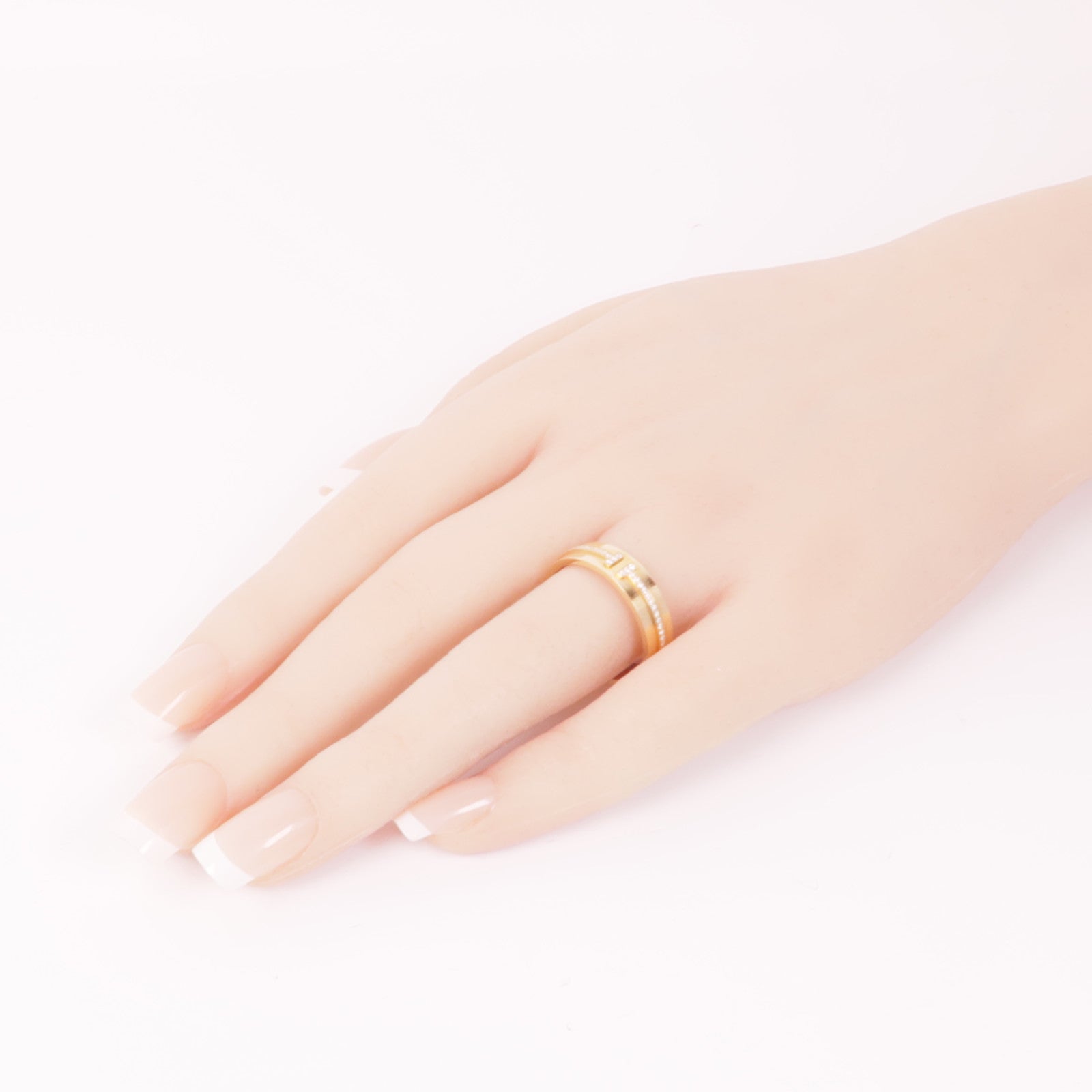 TIFFANY＆CO 18K玫瑰金T Narrow Diamond Ring鑽石戒指US#8.75