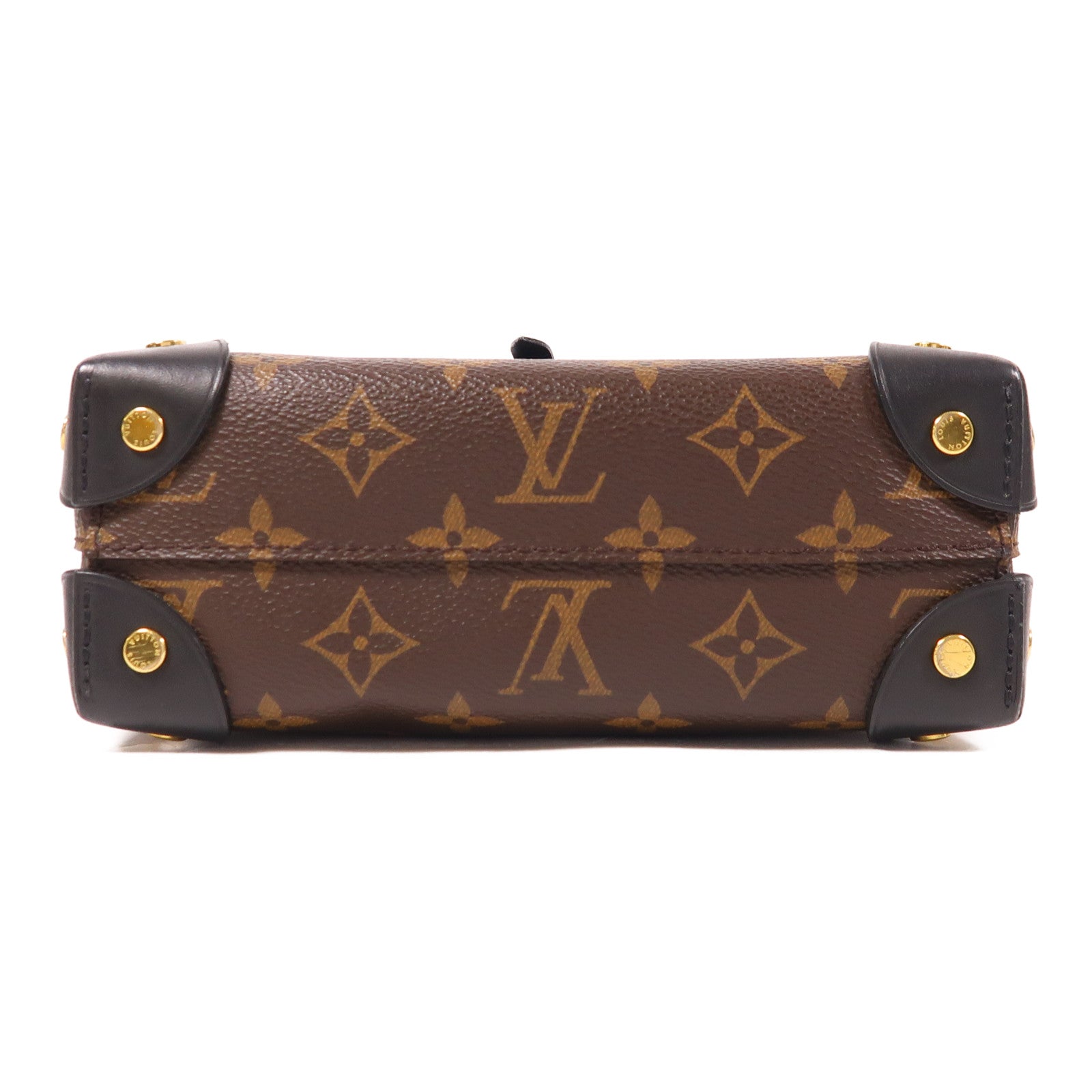 LOUIS VUITTON Monogram Petite Malle Souple金扣手挽肩背兩用袋棕色