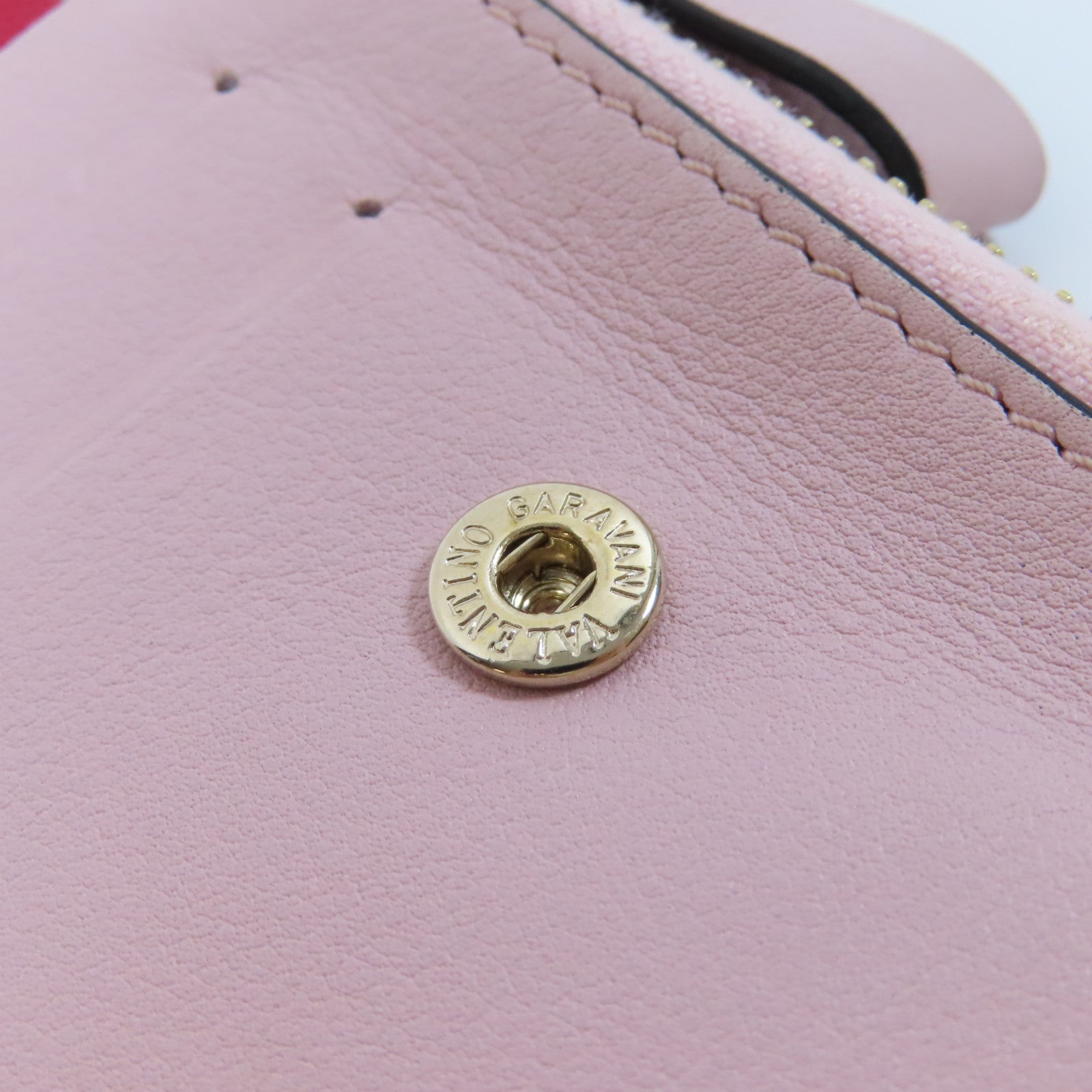 Valentino 皮革Wallet金扣錢包粉紅色