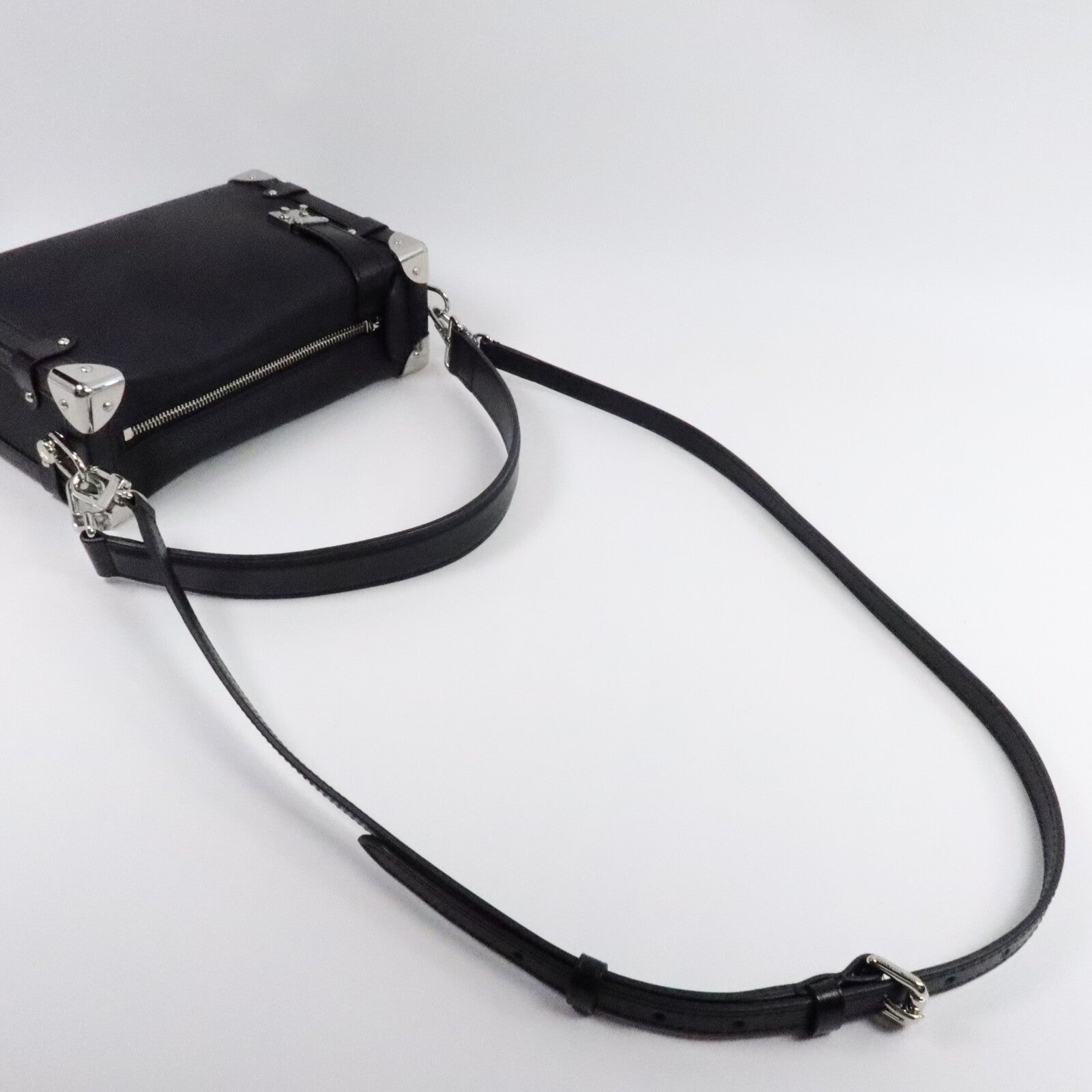 LOUIS VUITTON 牛皮皮革Side Trunk MM銀扣手挽肩背兩用袋