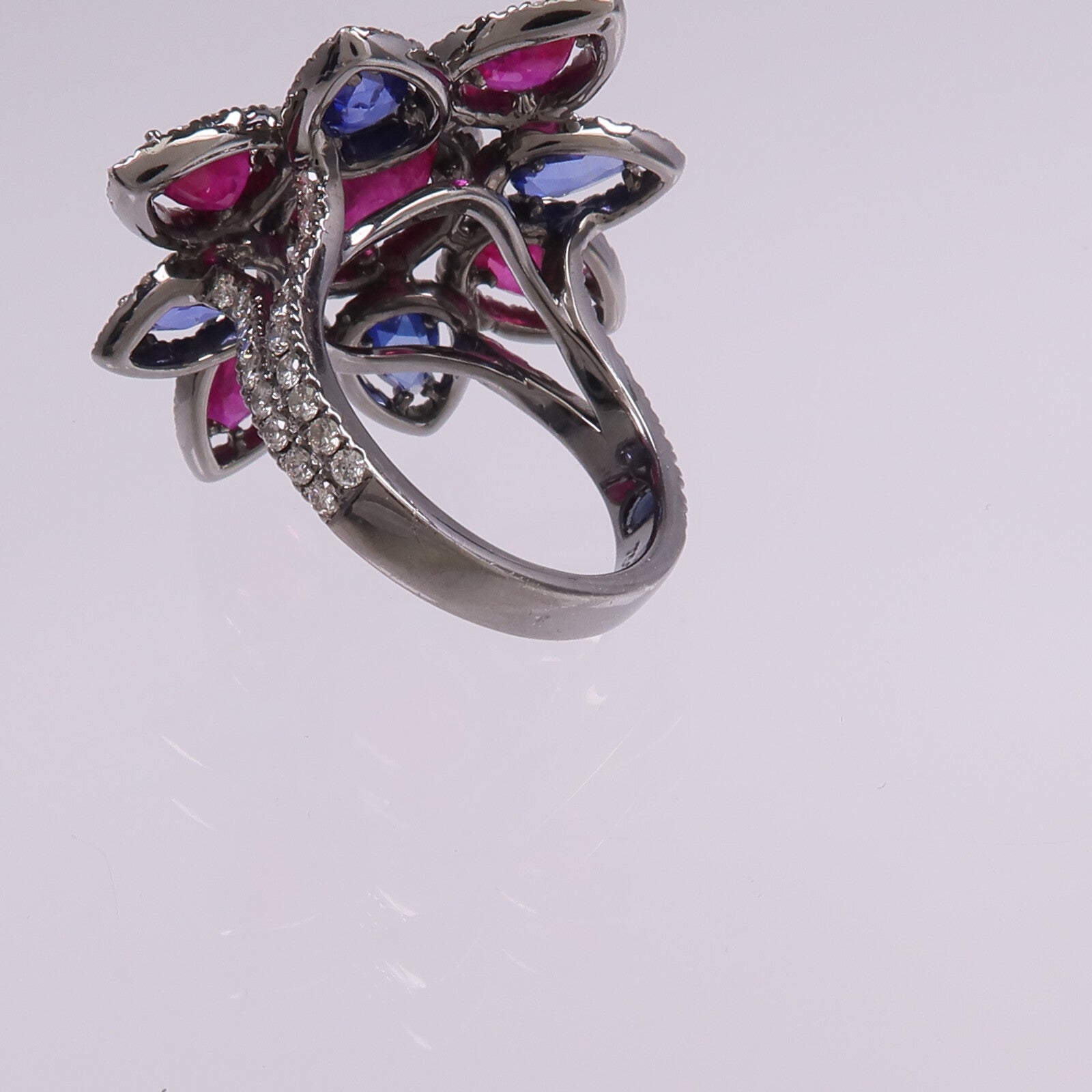 JEWELRY 18K白金Ruby Sapphire Diamond Ring紅寶石/藍寶石/鑽石戒指US#5.75