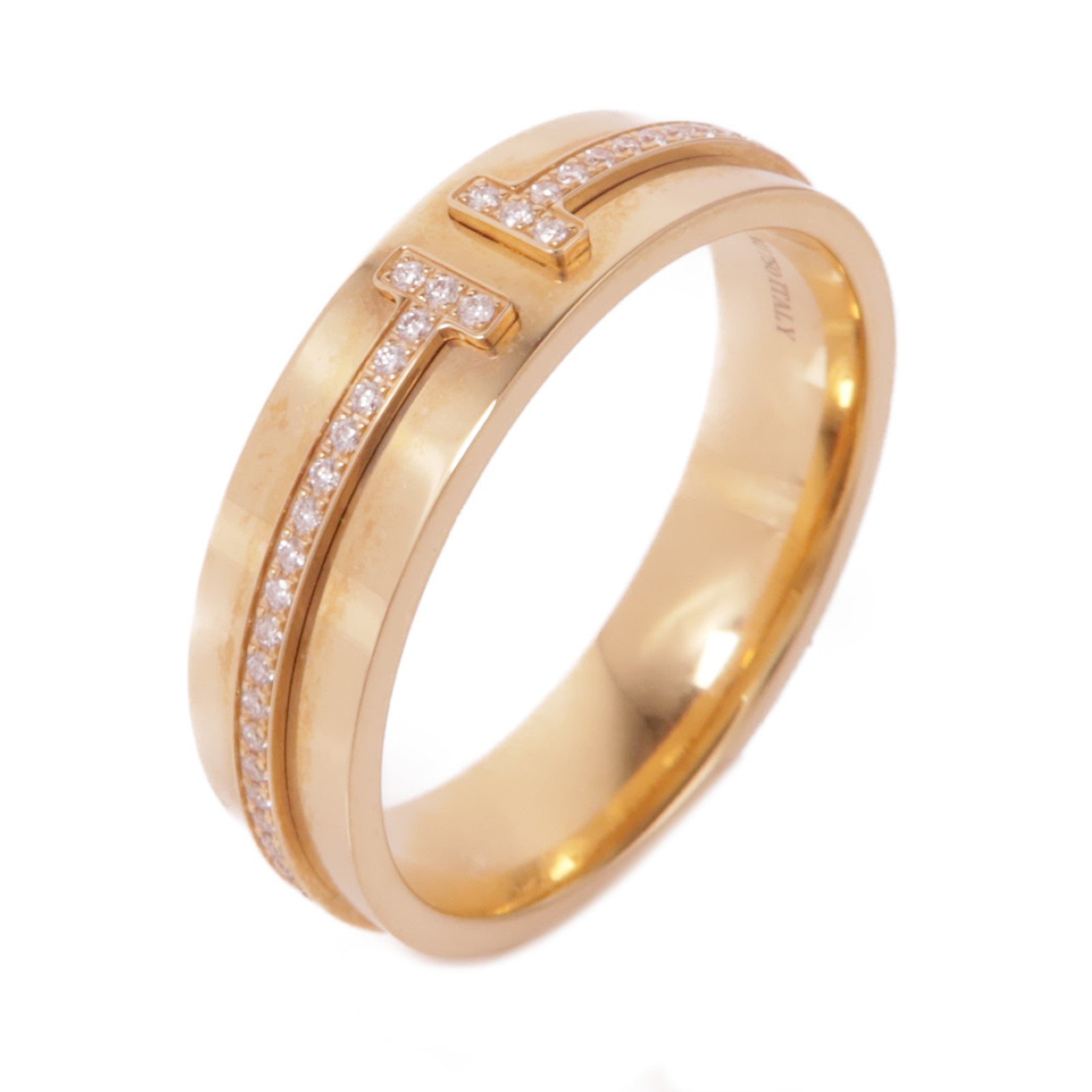 TIFFANY＆CO 18K玫瑰金T Narrow Diamond Ring鑽石戒指US#8.75