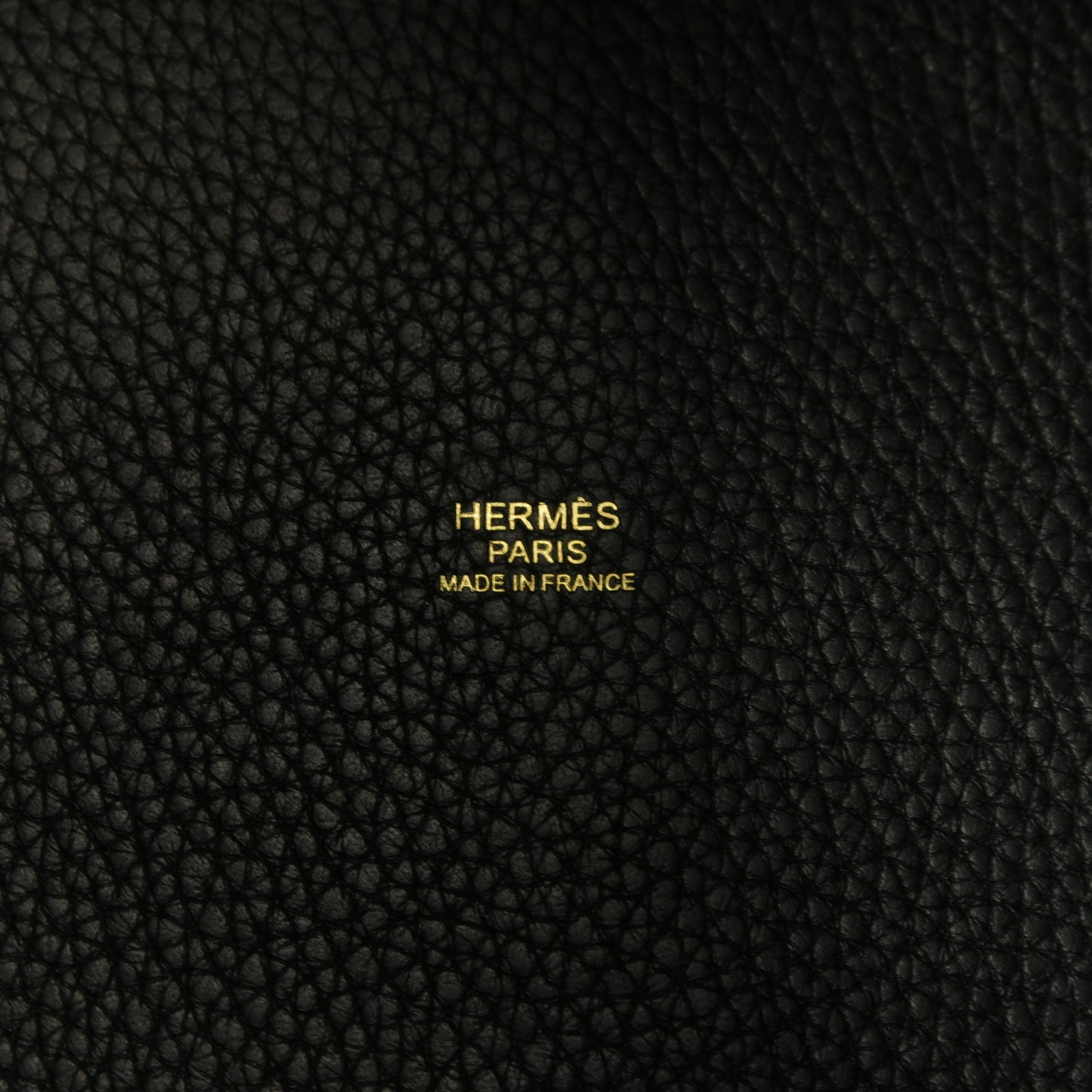 HERMES Clemence皮革Picotin MM金扣手挽袋Noir/黑色