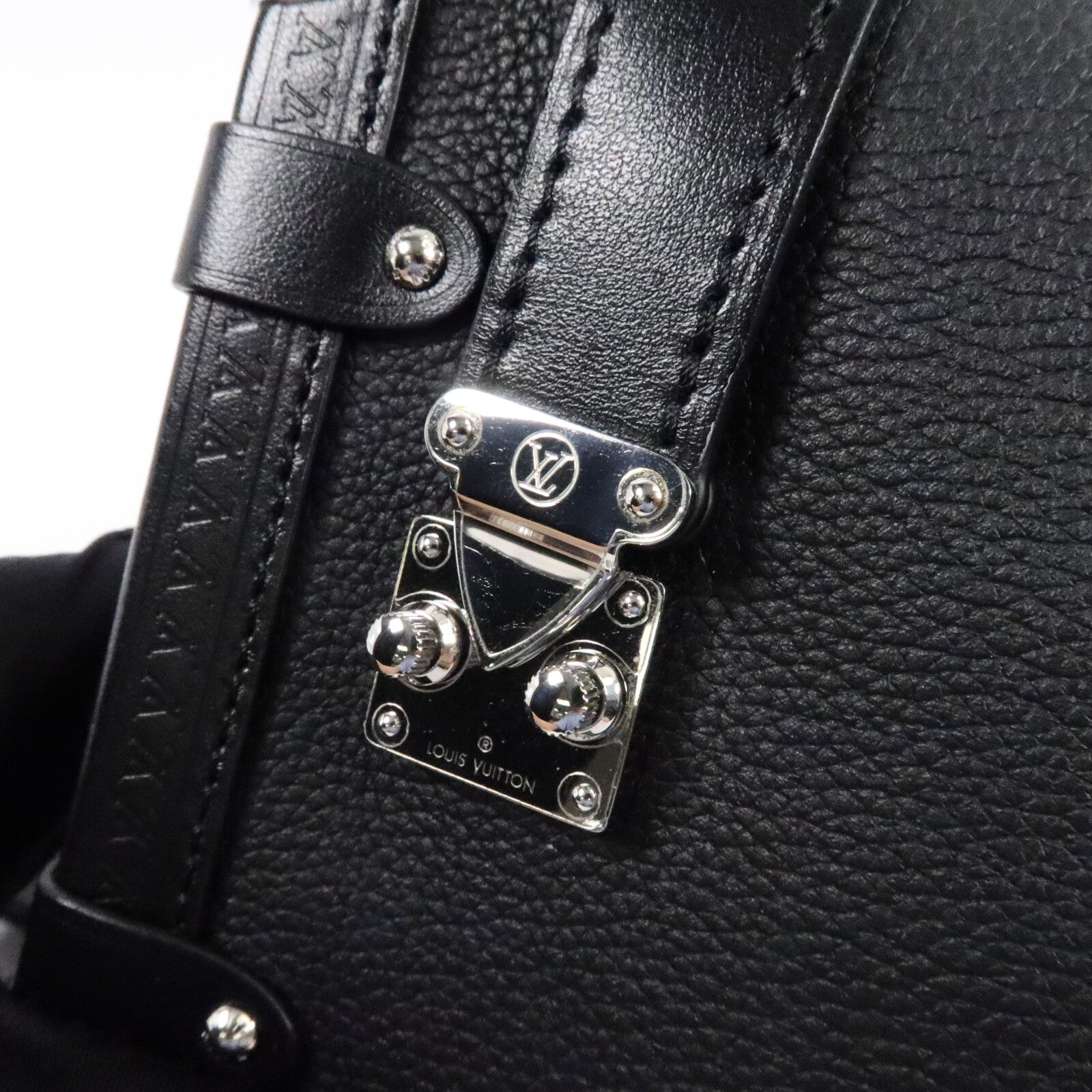 LOUIS VUITTON 牛皮皮革Side Trunk MM銀扣手挽肩背兩用袋