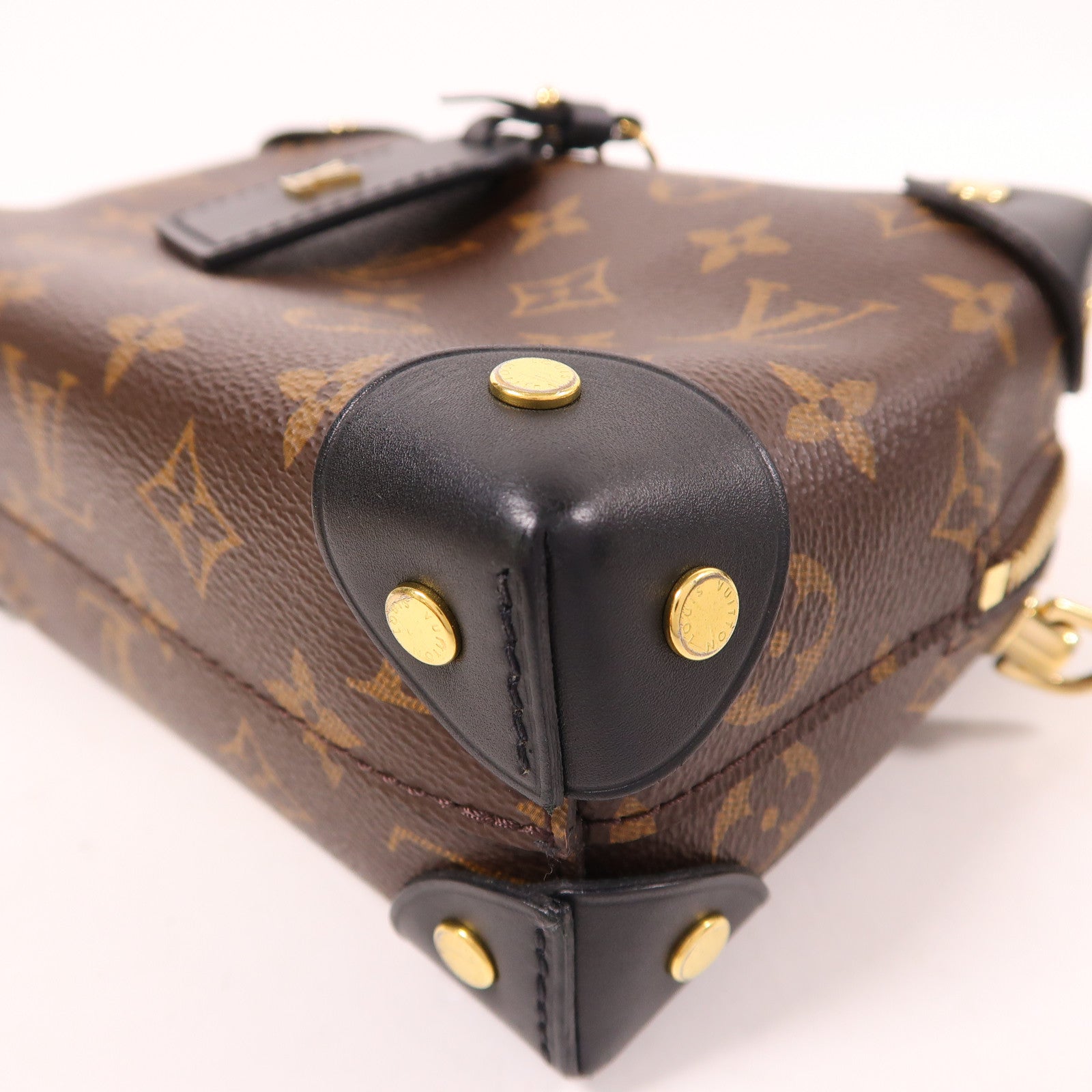 LOUIS VUITTON Monogram Petite Malle Souple金扣手挽肩背兩用袋棕色