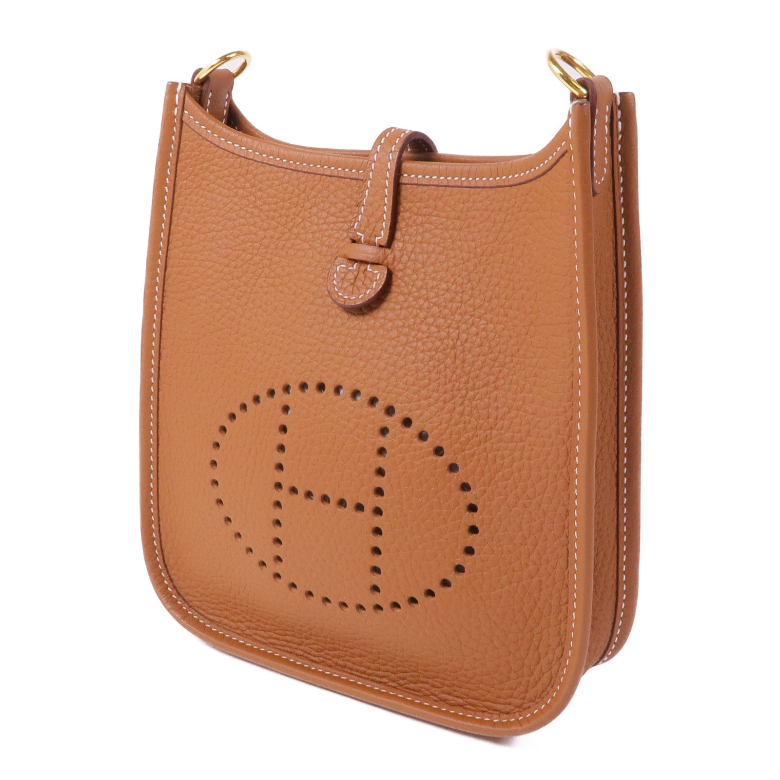 HERMES Togo皮革Evelyne TPM金扣肩背袋Golde