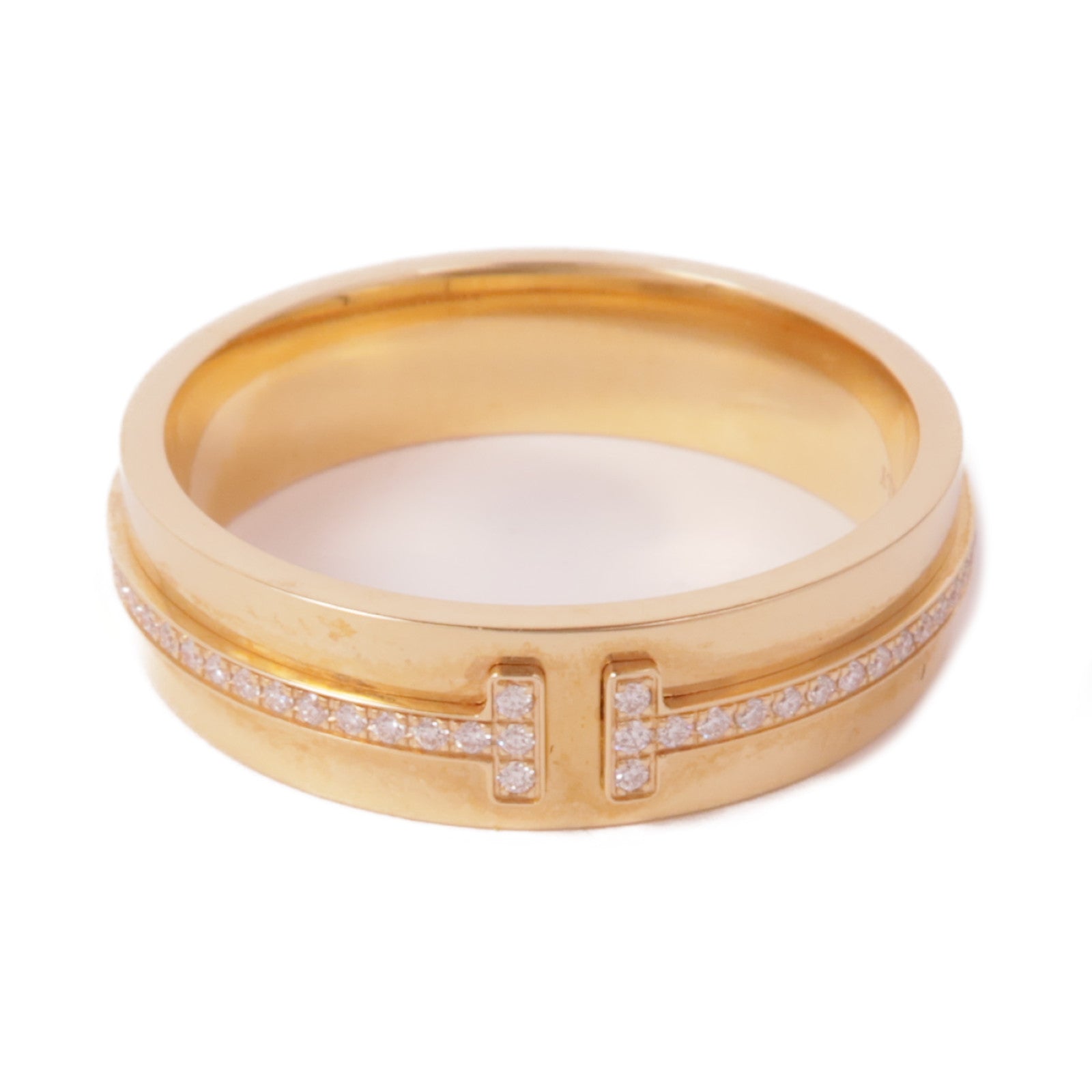 TIFFANY＆CO 18K玫瑰金T Narrow Diamond Ring鑽石戒指US#8.75