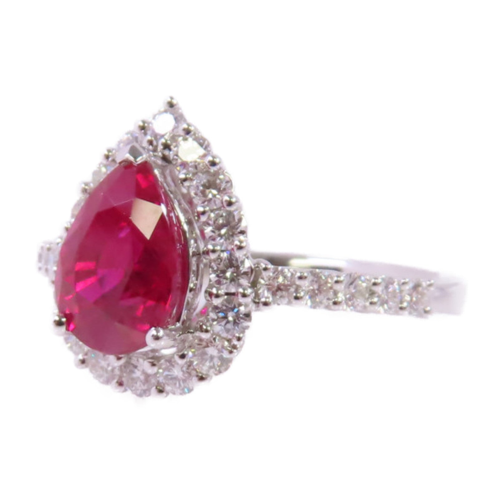JEWELRY 【激減優惠】18K白金/1.77ct紅寶石/0.53ct鑽石Ruby Diamond Ring戒指US#5.75