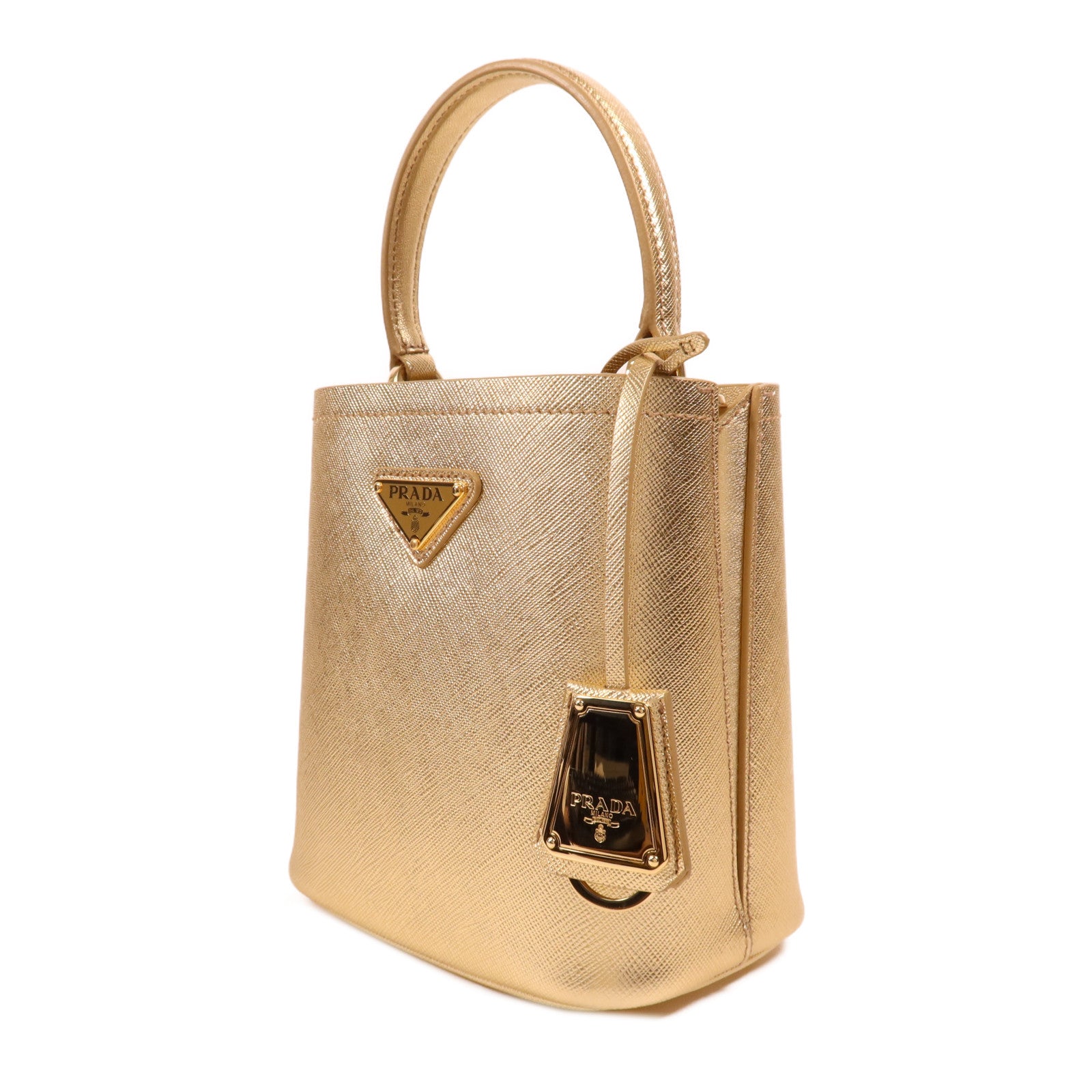 PRADA 牛皮皮革Panier金扣手挽肩背兩用袋