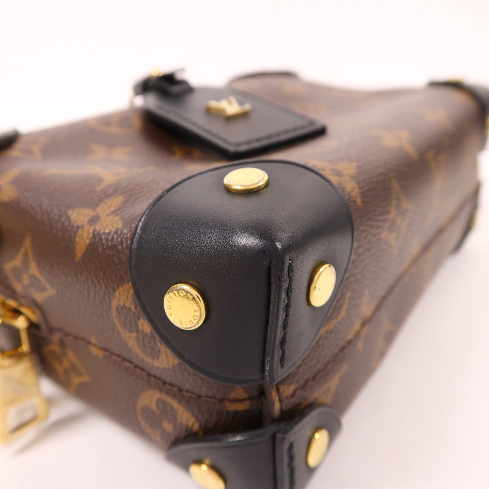 LOUIS VUITTON Monogram Petite Malle Souple金扣手挽肩背兩用袋棕色