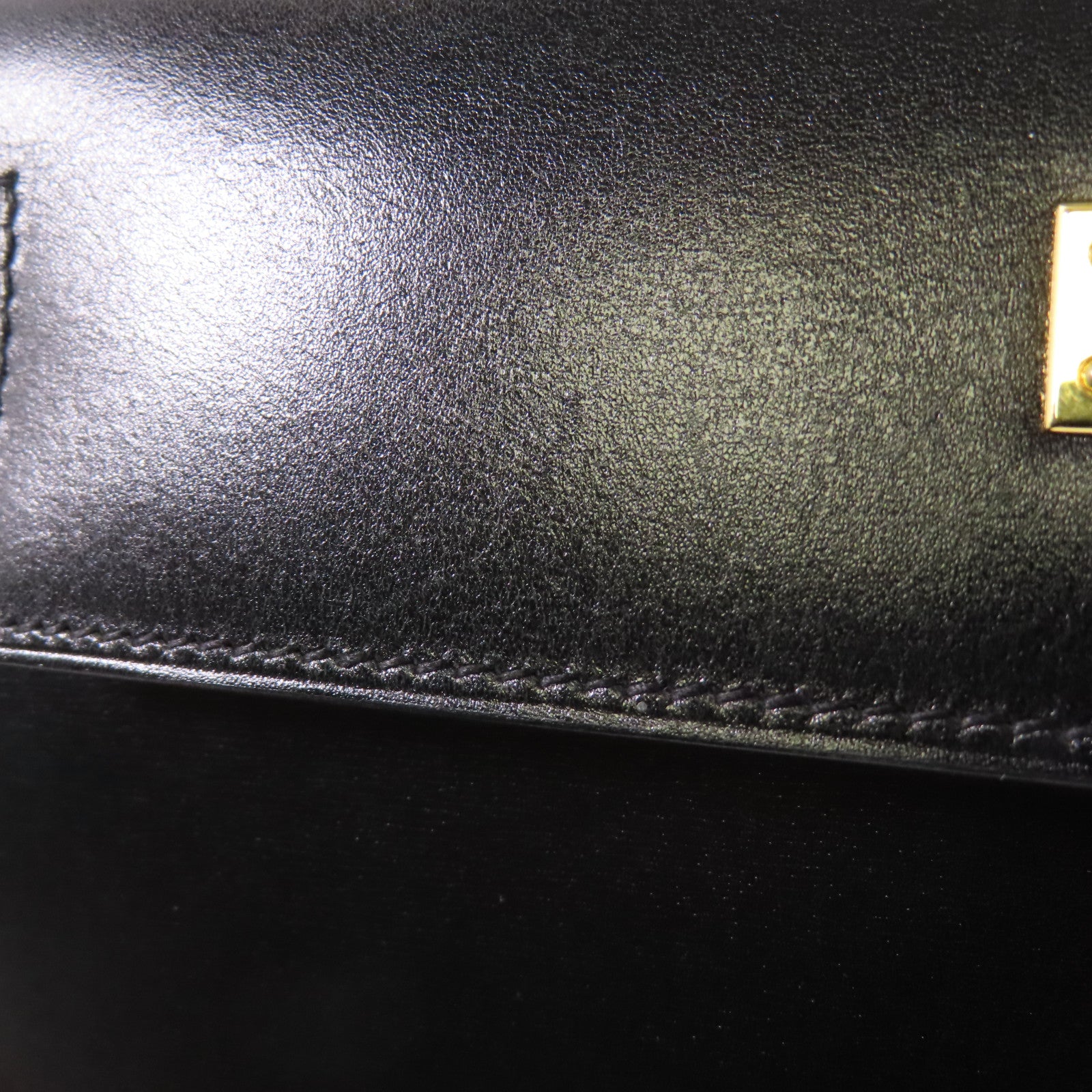 HERMES Boxcalf皮革Kelly 25金扣手挽肩背兩用袋Noir