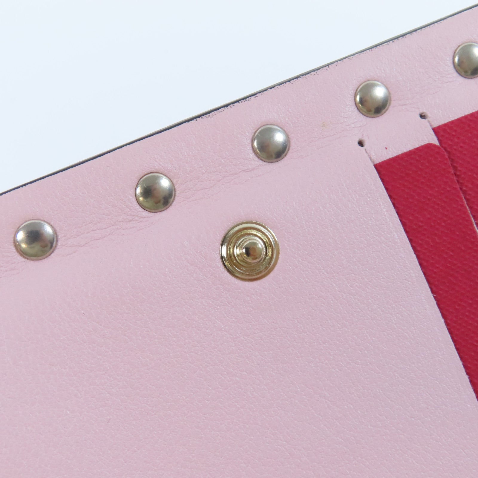 Valentino 皮革Wallet金扣錢包粉紅色