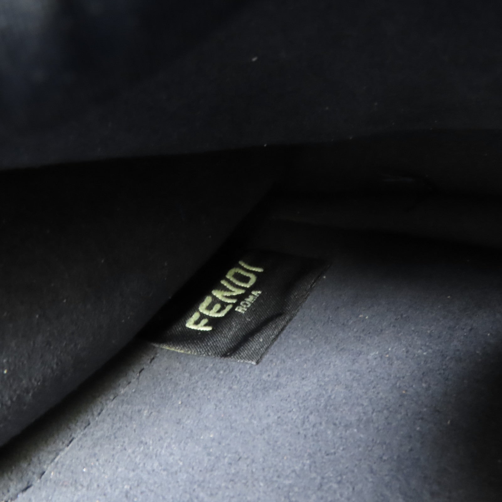 FENDI 帆布Double Baguette銀扣肩背袋藍色/棕色