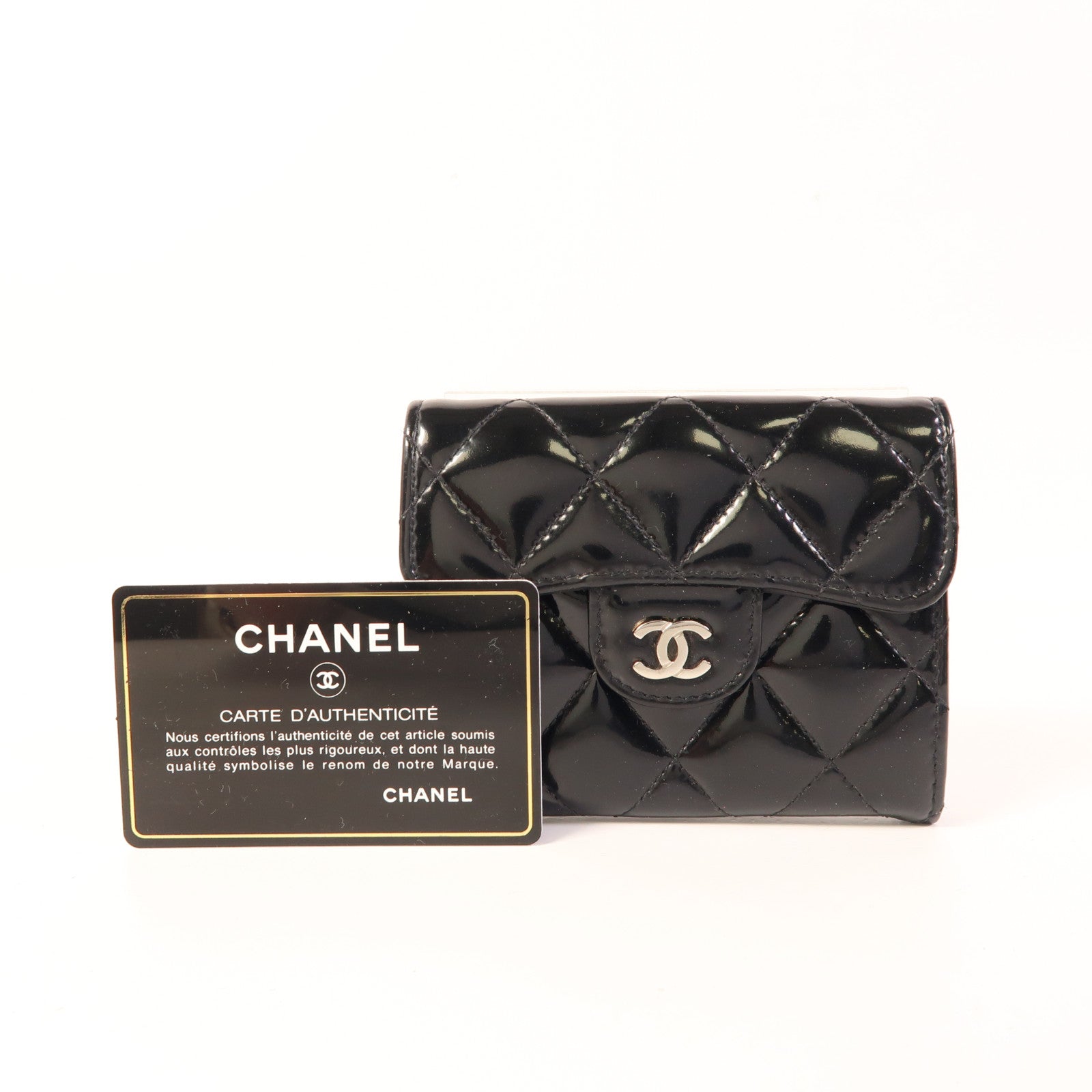 CHANEL 漆皮皮革Card Case銀扣卡片套