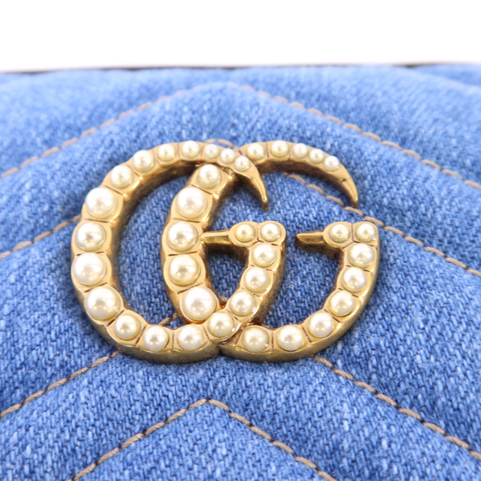 GUCCI 【激減優惠】牛仔布Pouch金扣小袋