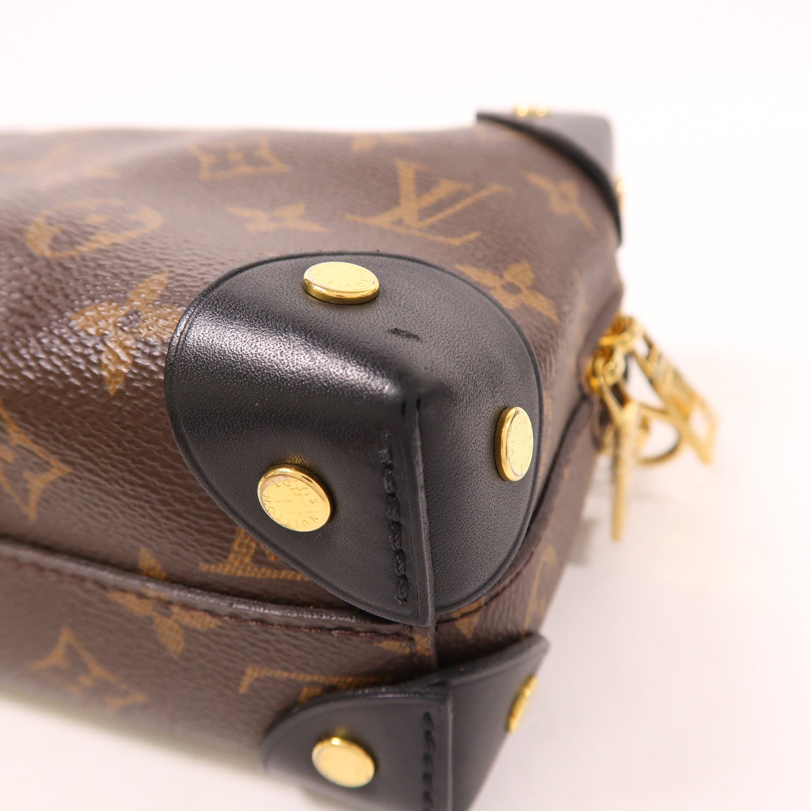 LOUIS VUITTON Monogram Petite Malle Souple金扣手挽肩背兩用袋棕色