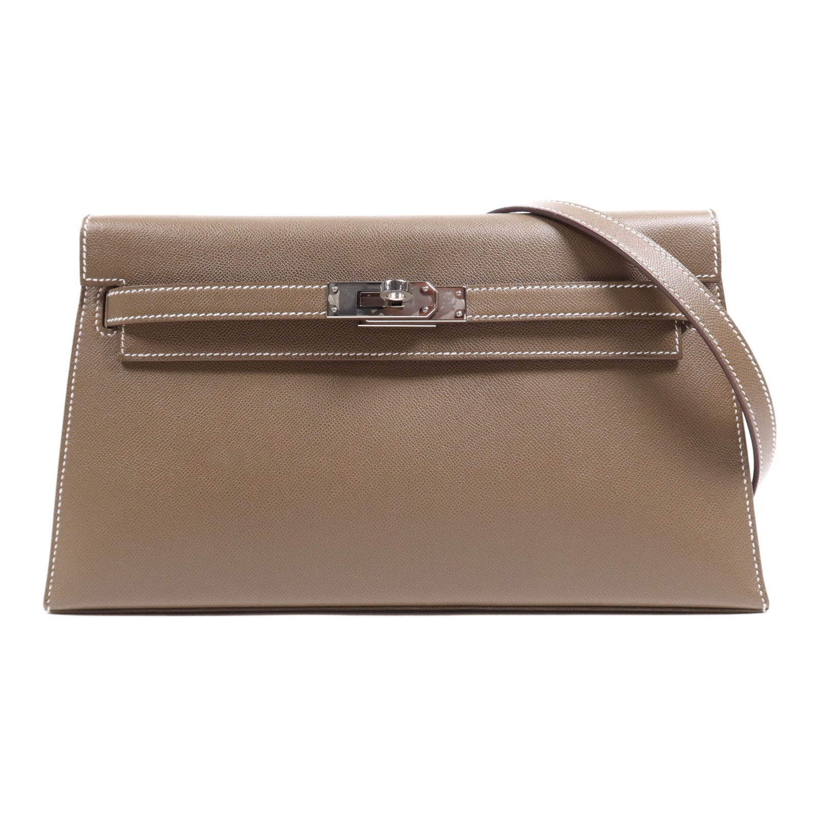 HERMES Epsom皮革Kelly Elan銀扣肩背袋