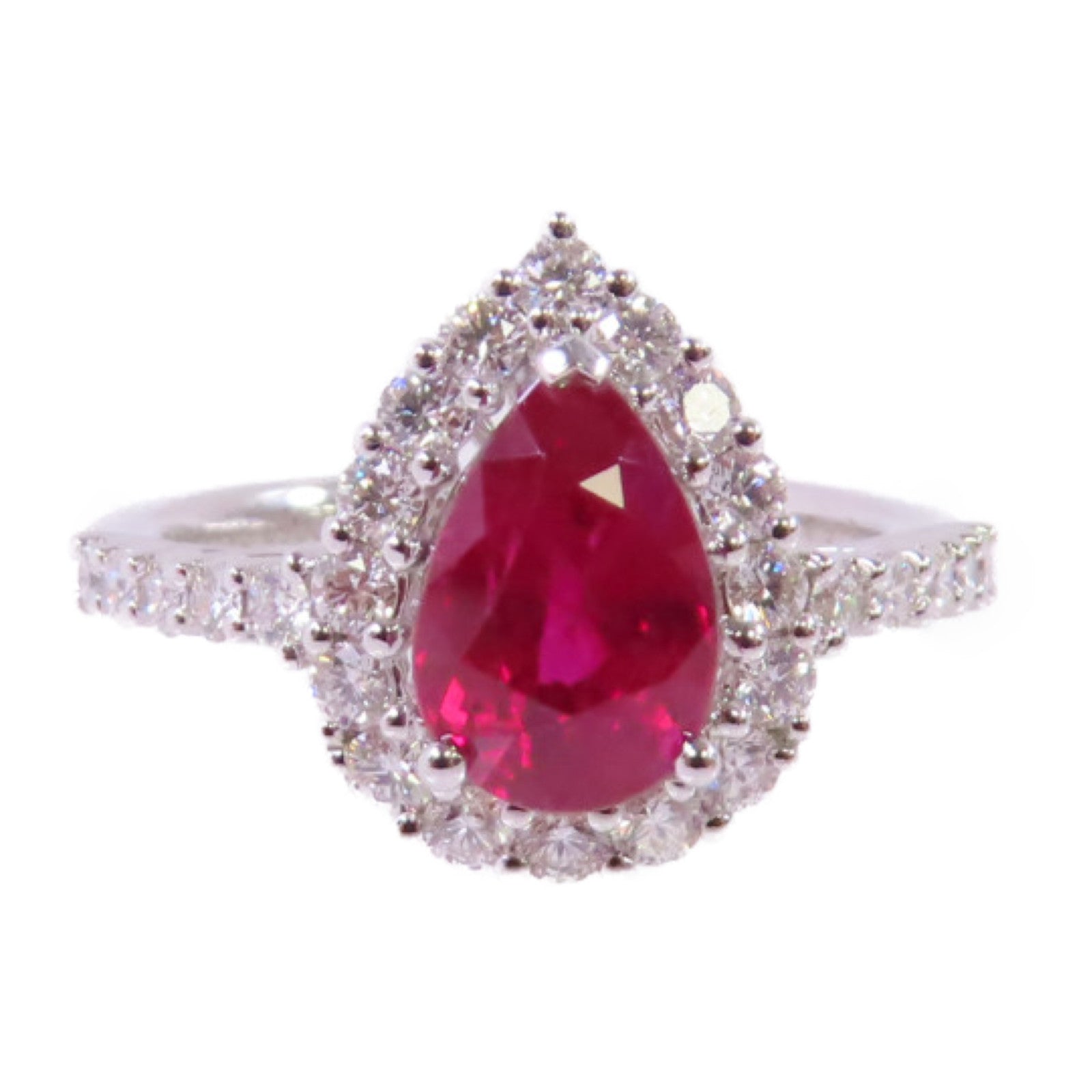 JEWELRY 【激減優惠】18K白金/1.77ct紅寶石/0.53ct鑽石Ruby Diamond Ring戒指US#5.75
