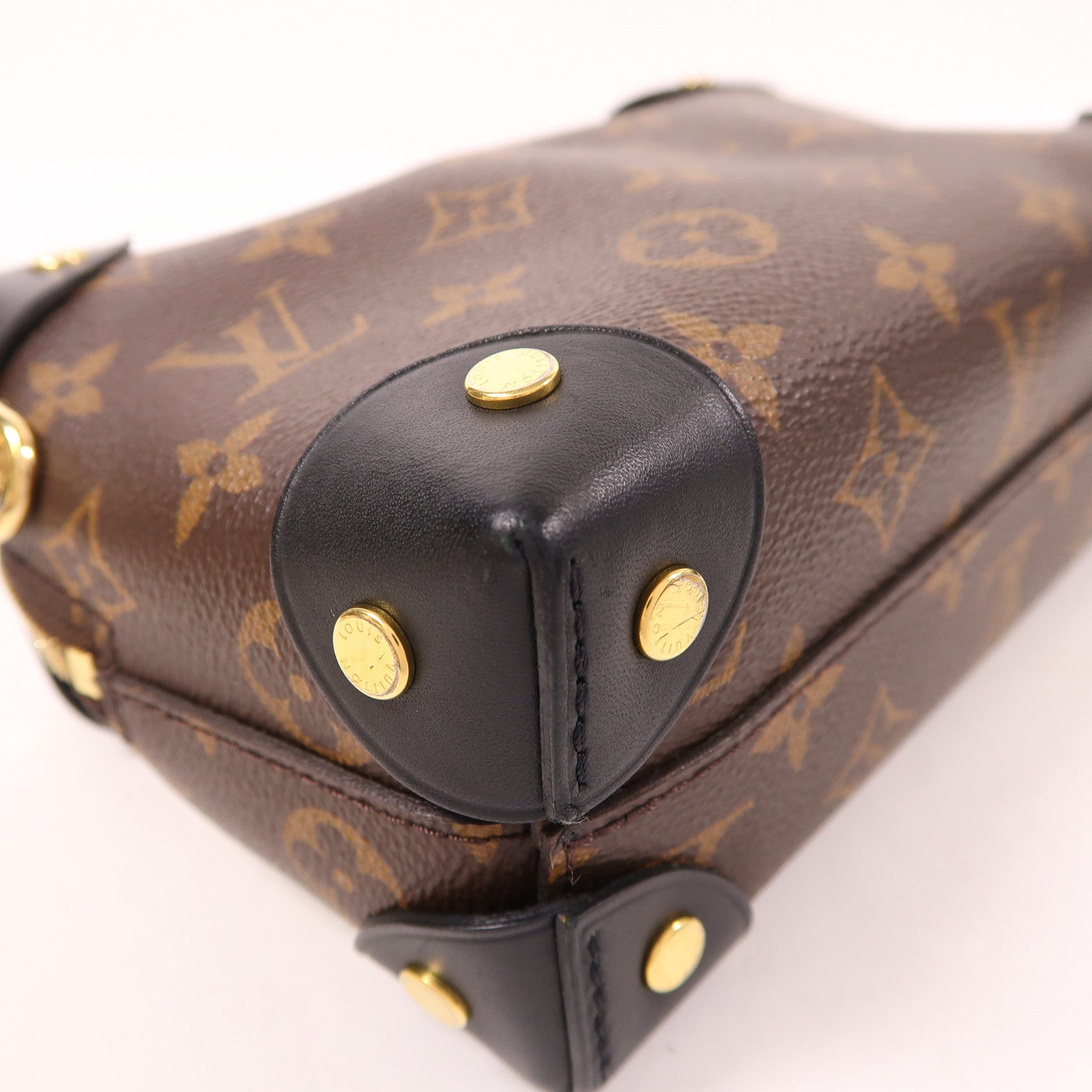 LOUIS VUITTON Monogram Petite Malle Souple金扣手挽肩背兩用袋棕色