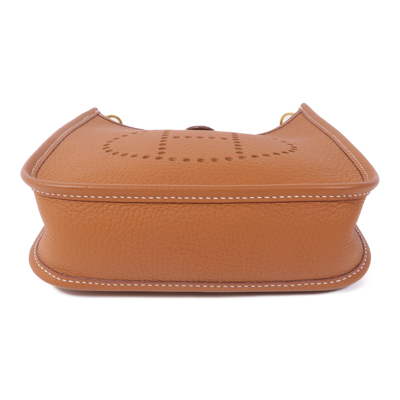 HERMES Togo皮革Evelyne TPM金扣肩背袋Golde