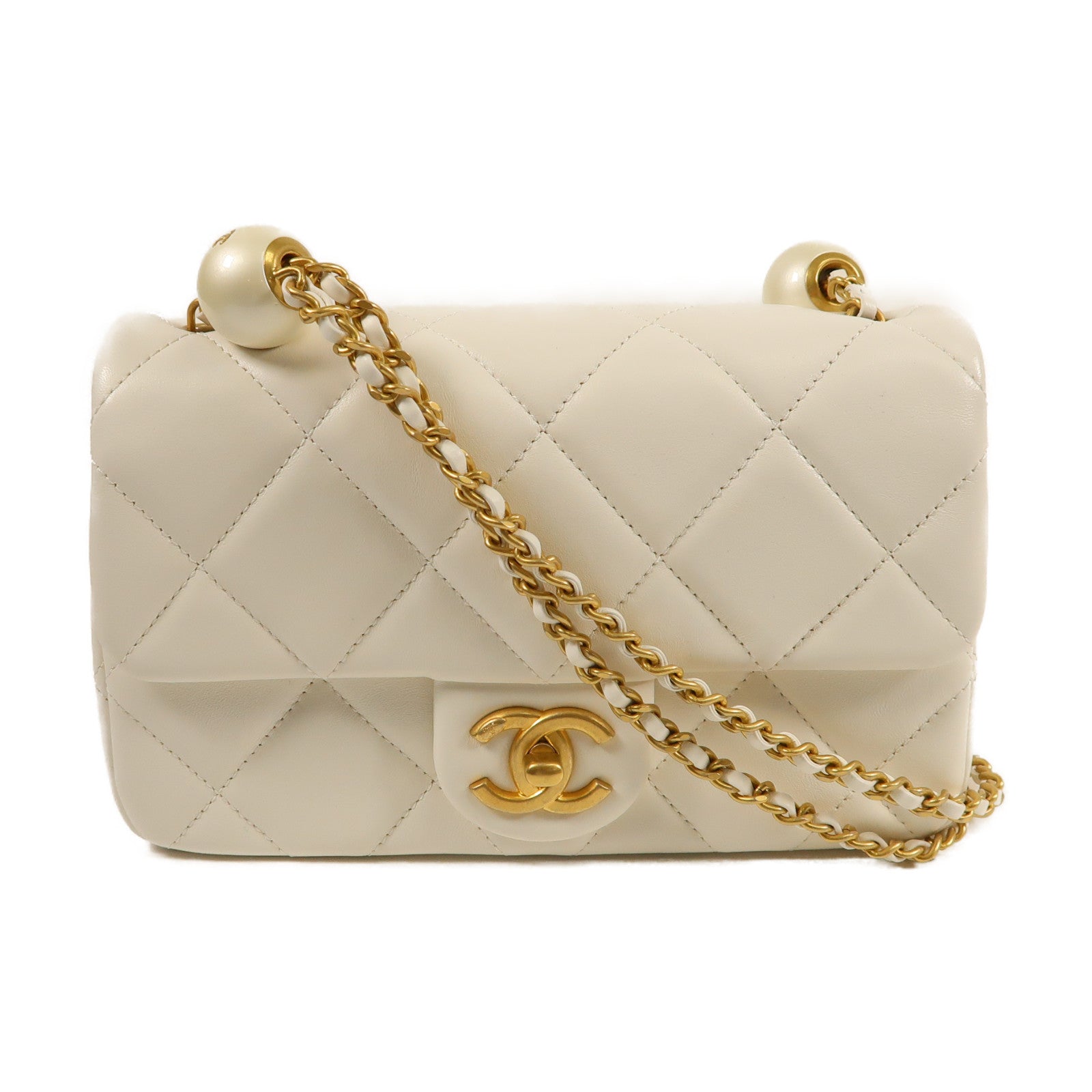 CHANEL 羊皮皮革Chain Shoulder金扣鏈帶肩背袋